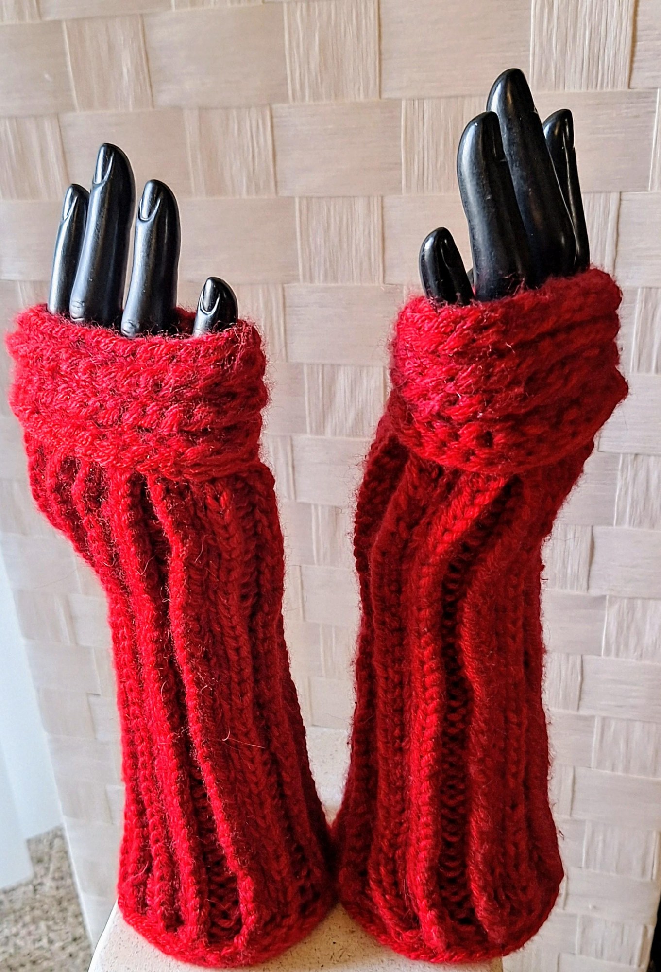 Hand Knit Cashmere/Alpaca Blend Fingerless Gloves, view 4