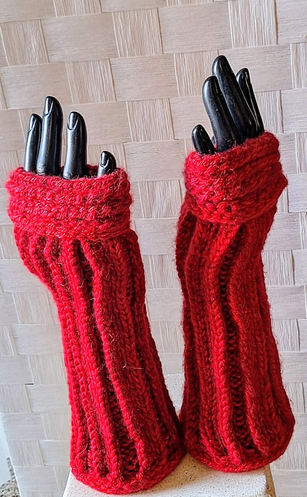 Hand Knit Cashmere/Alpaca Blend Fingerless Gloves, view 5
