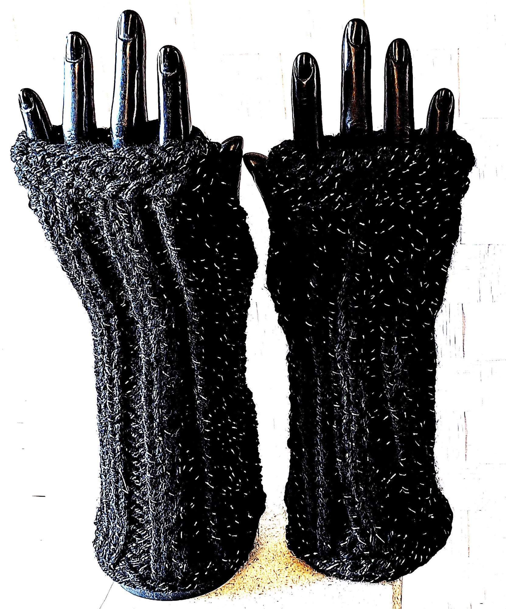 Cashmere Blend Metallic Fingerless Gloves With Bling, view 7