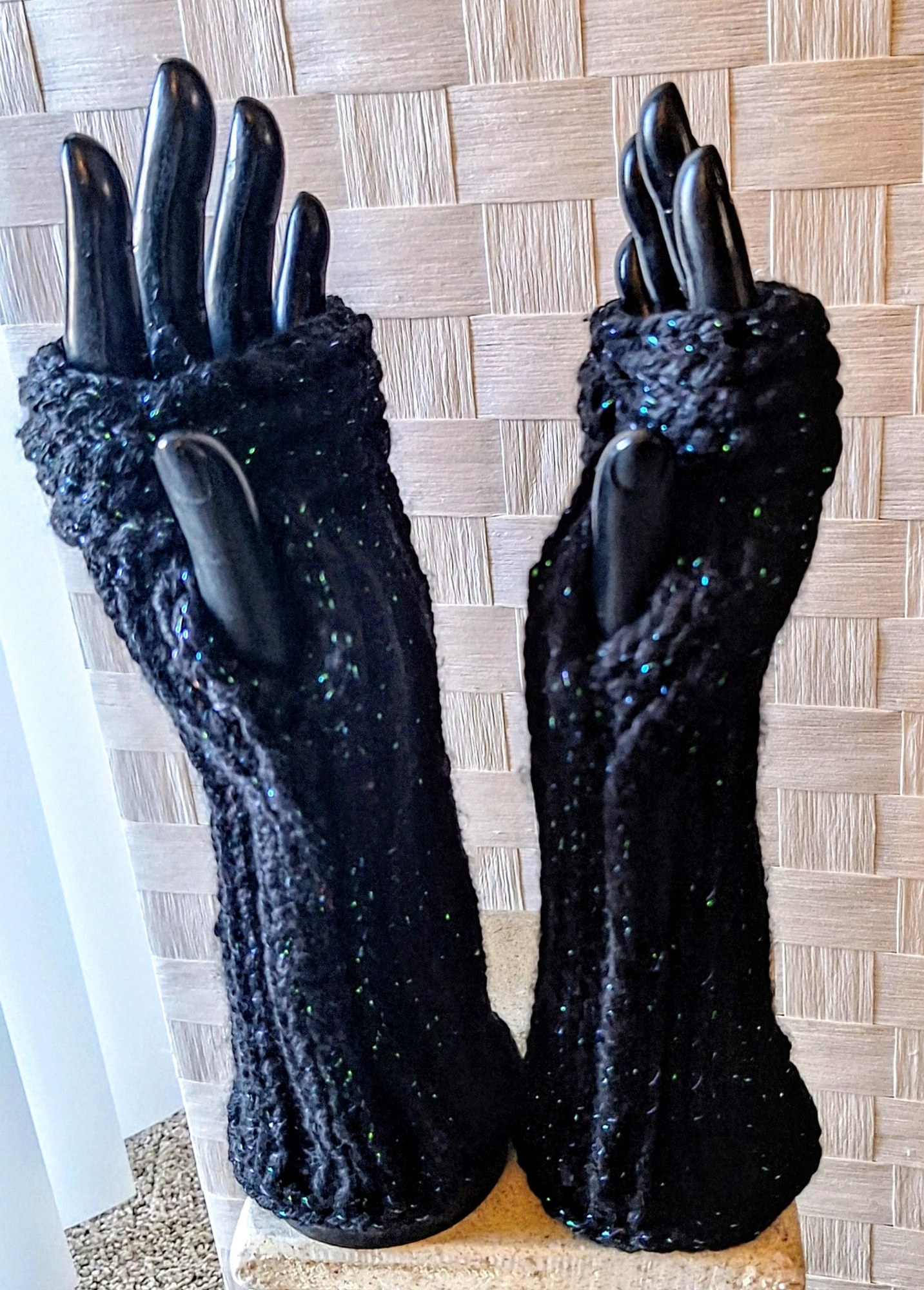 Cashmere Blend Metallic Fingerless Gloves