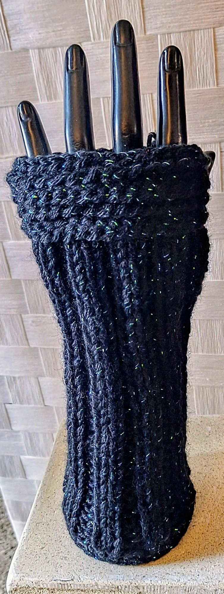 Cashmere Blend Metallic Fingerless Gloves, view 3