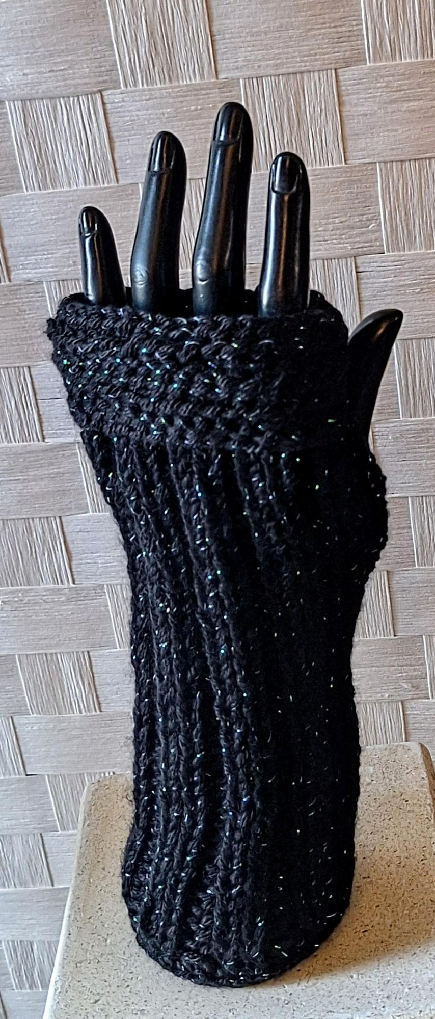 Cashmere Blend Metallic Fingerless Gloves, view 5