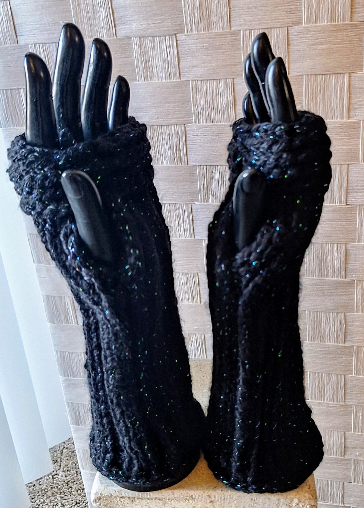 Cashmere Blend Metallic Fingerless Gloves, view 6
