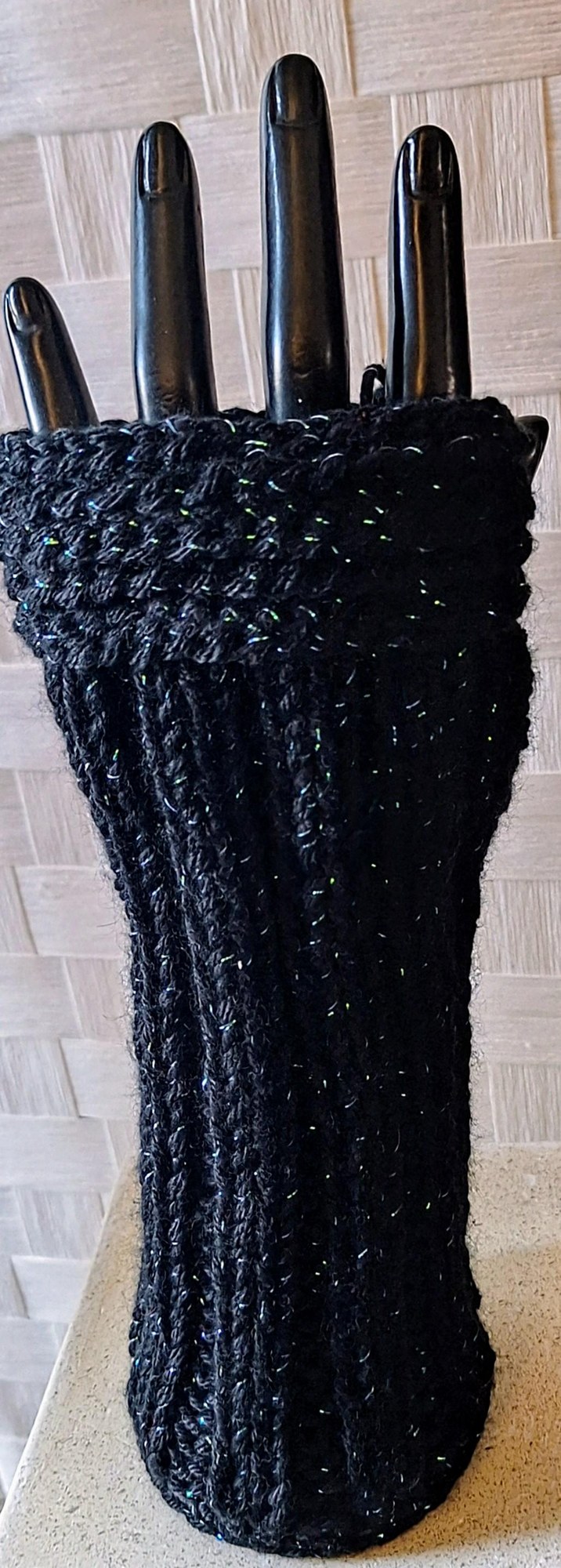 Cashmere Blend Metallic Fingerless Gloves, view 9