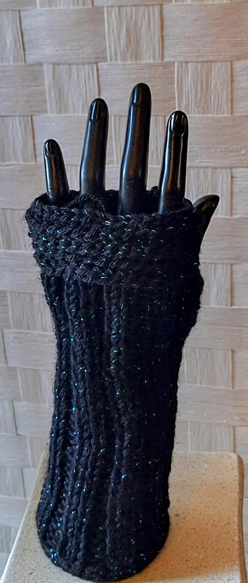 Cashmere Blend Metallic Fingerless Gloves, view 10