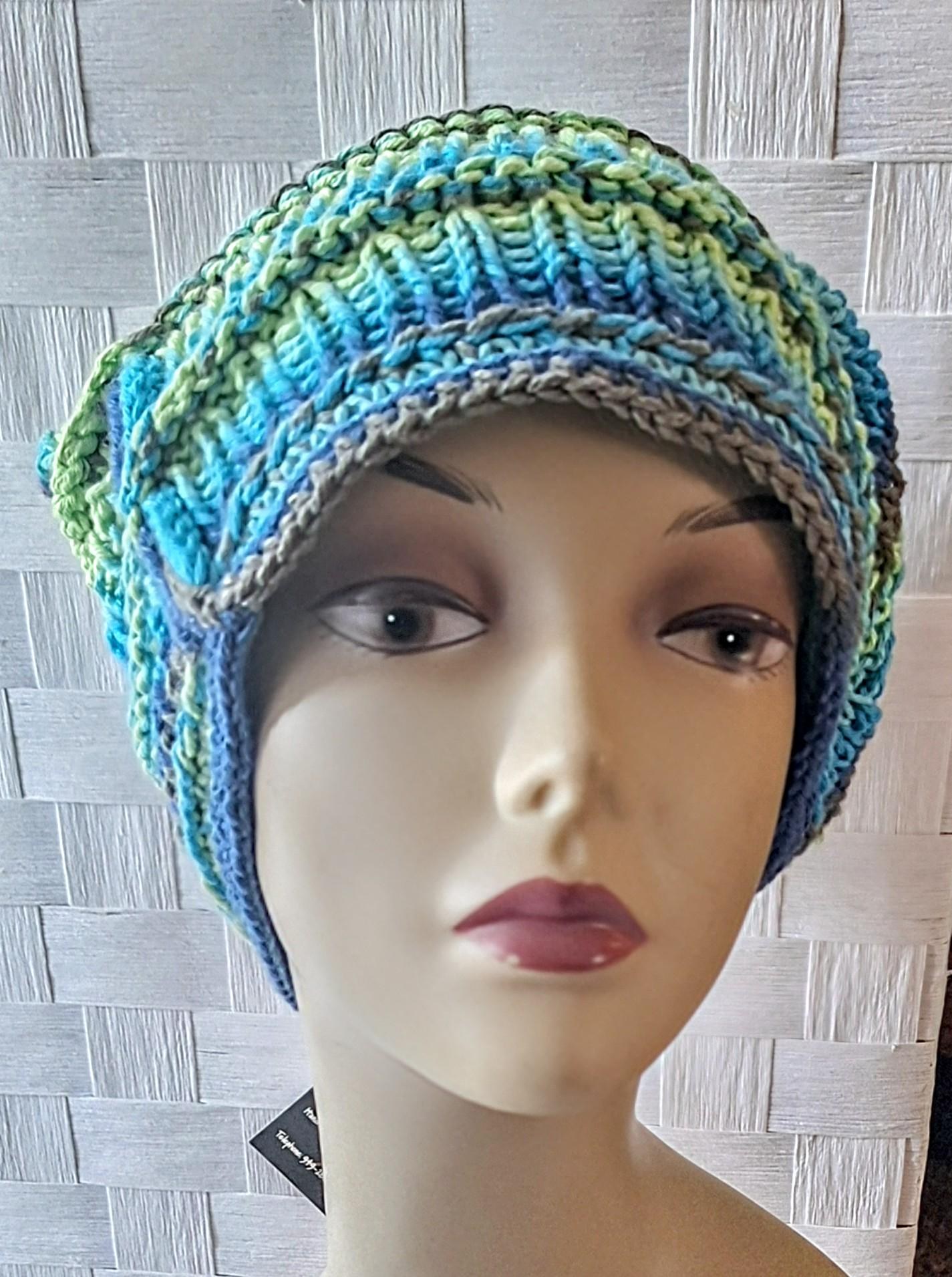 Hand Knit Embossed Slouch Cotton Beanie, view 3