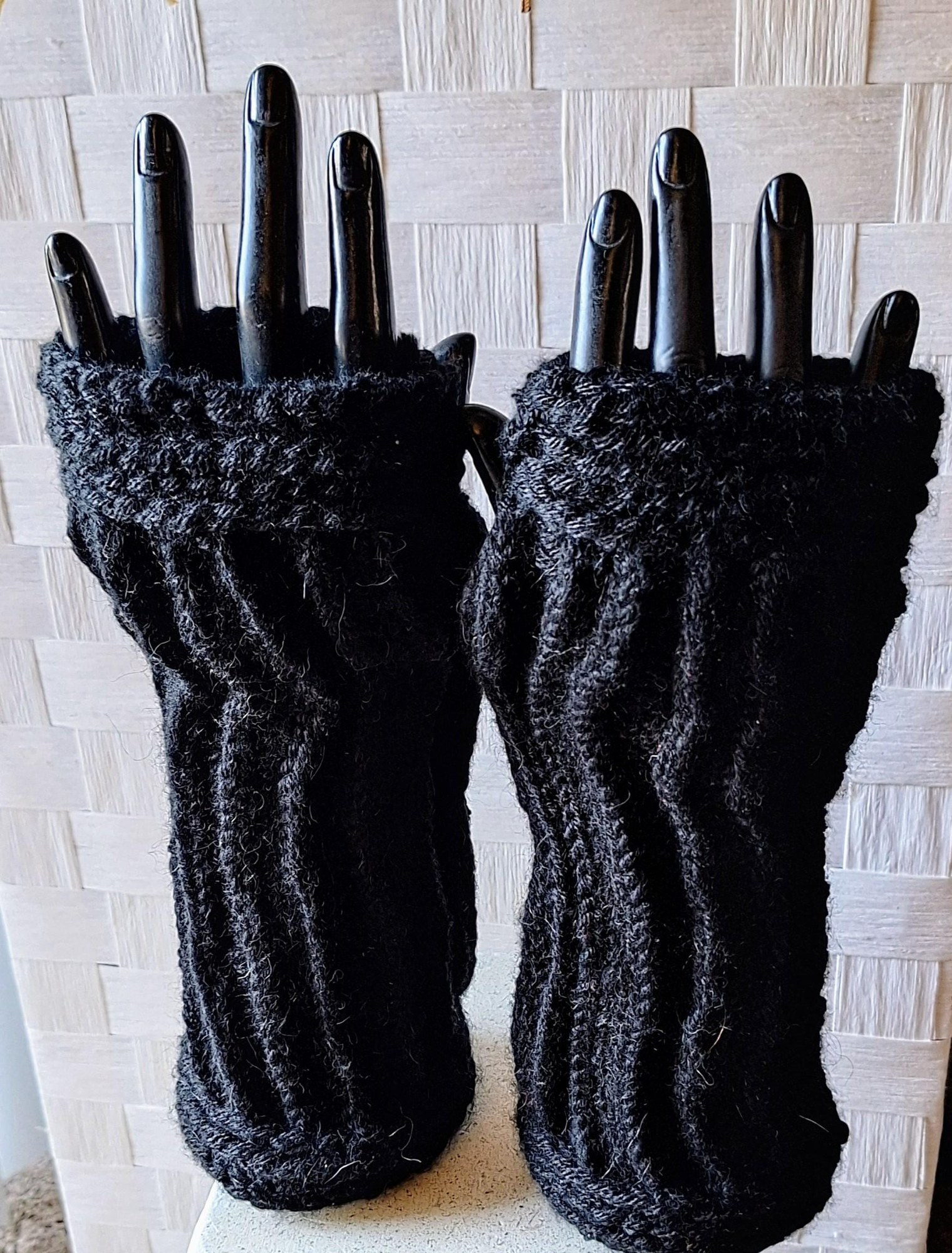 BoKnitArt Cashmere Blend Fingerless Gloves, view 2