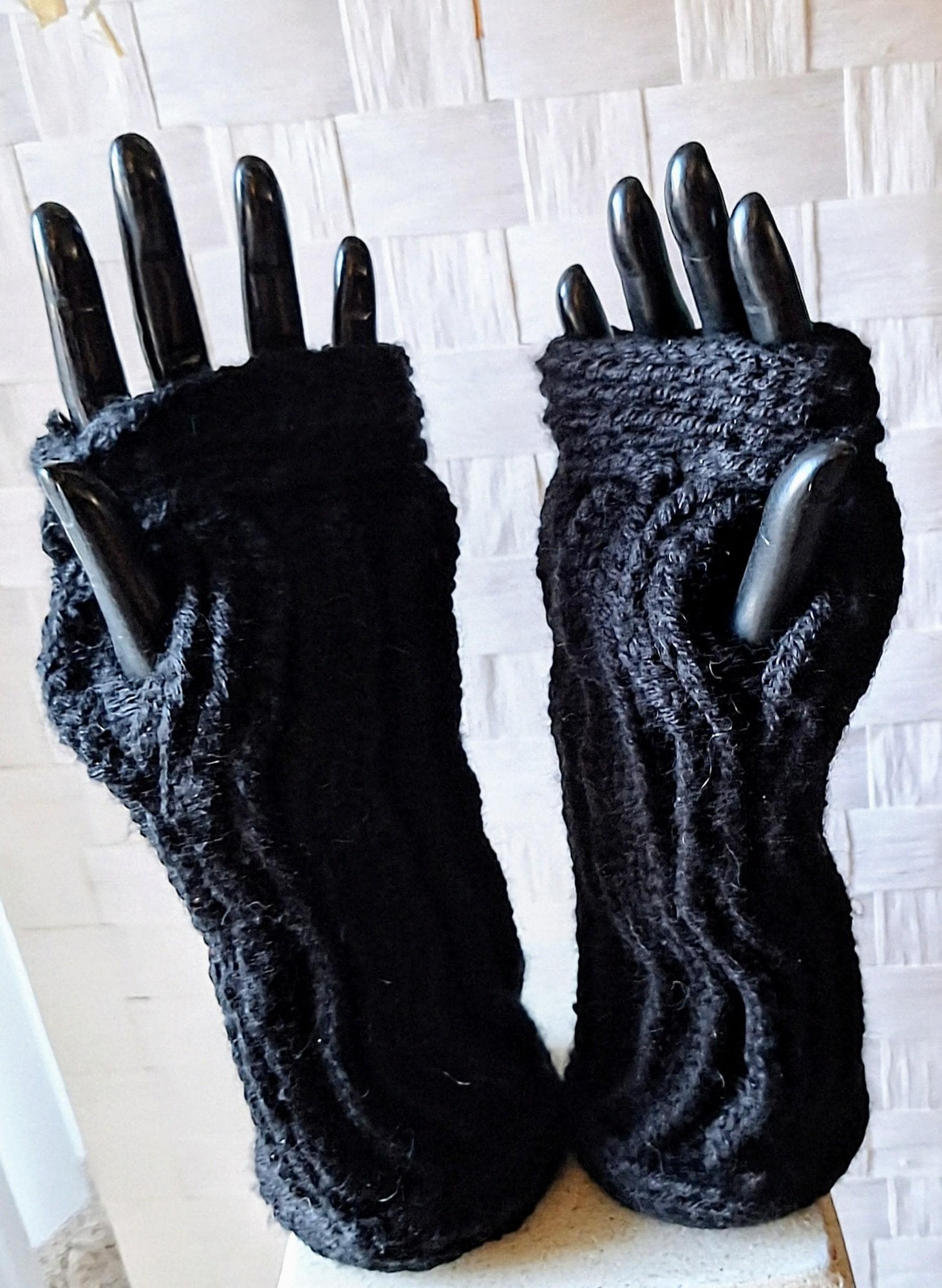 BoKnitArt Cashmere Blend Fingerless Gloves, view 3