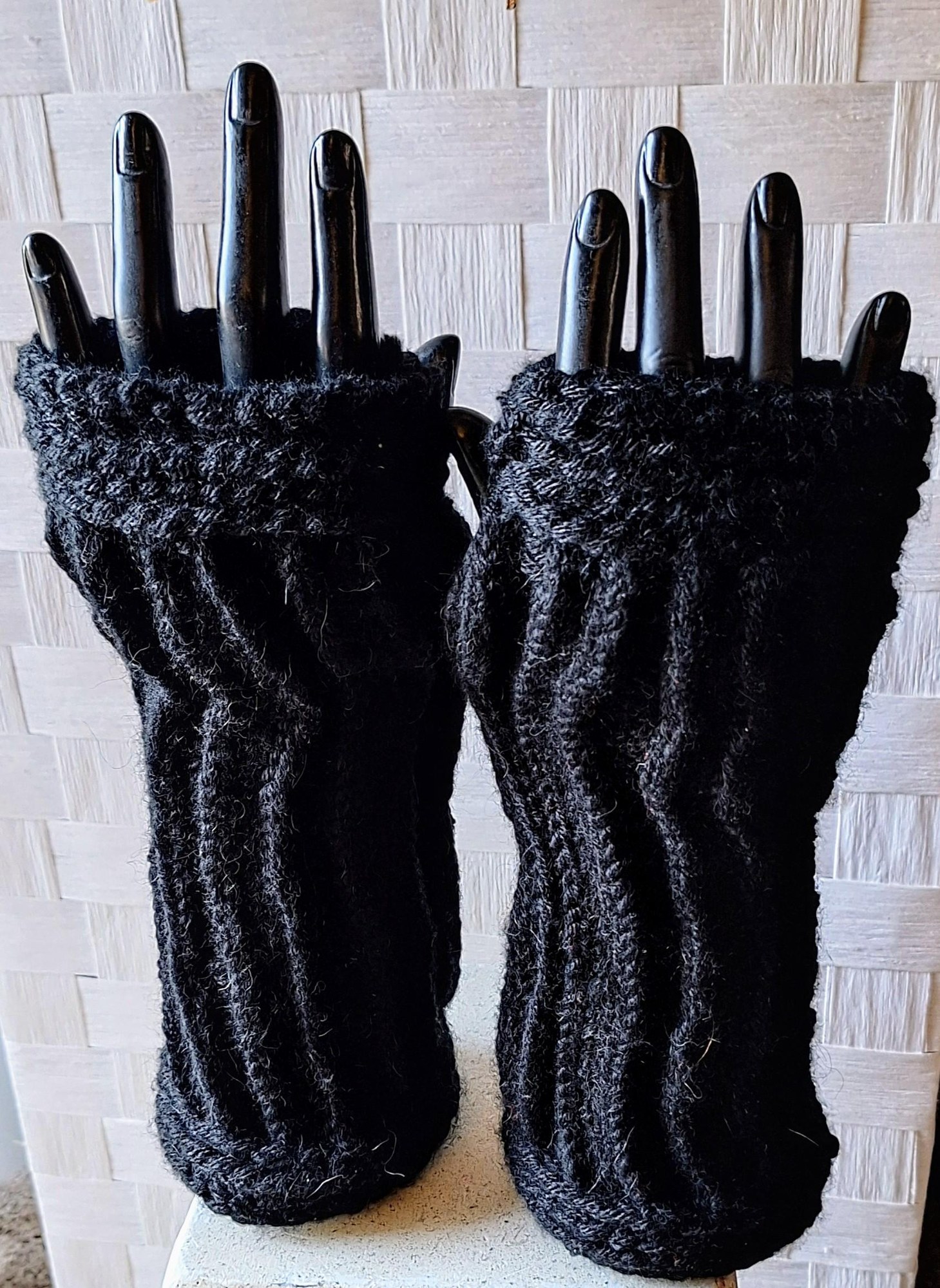 BoKnitArt Cashmere Blend Fingerless Gloves, view 4