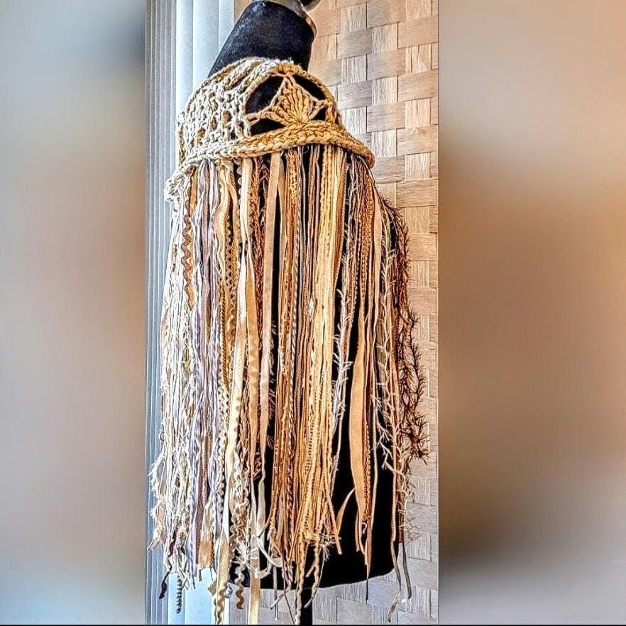 Luxury Heirloom Crochet Monochromatic Shrug With Fringe Benefits