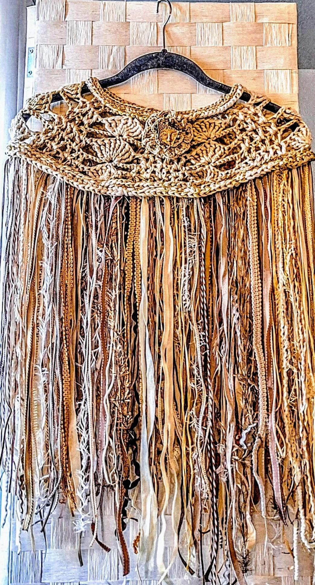Luxury Heirloom Crochet Monochromatic Shrug With Fringe Benefits, view 2
