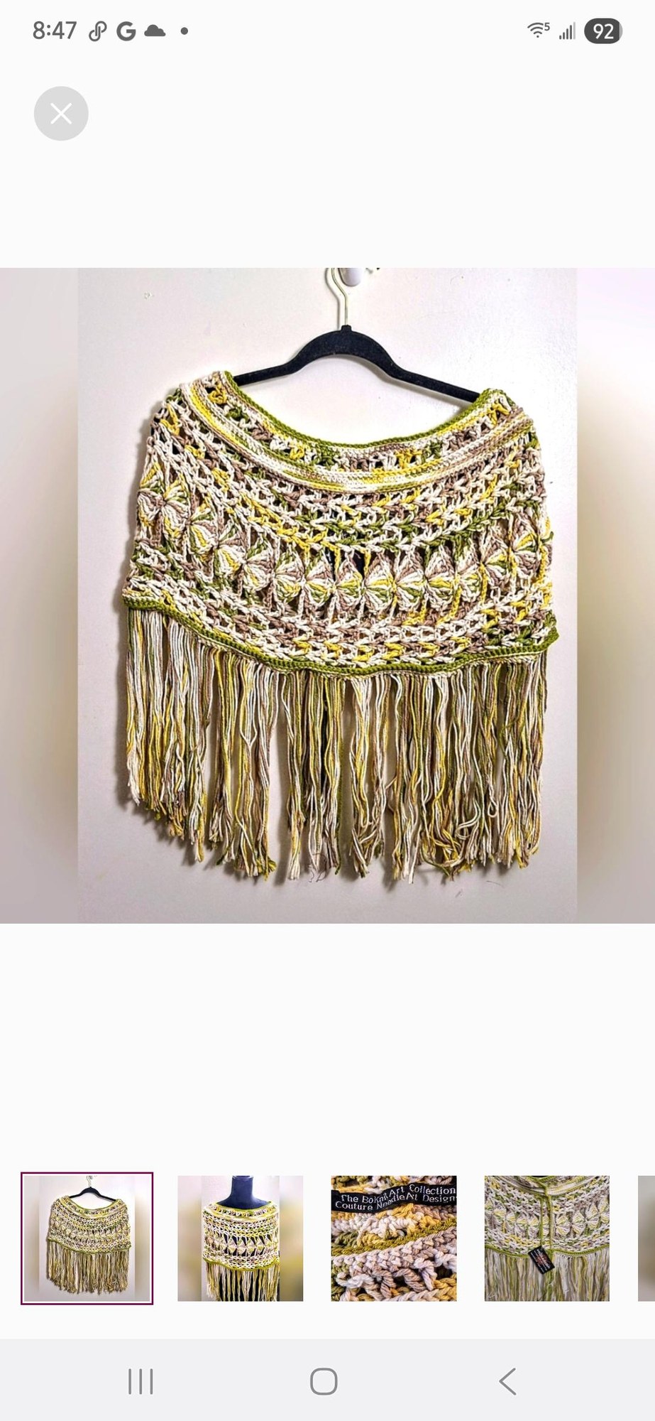 Embossed Crochet Shrug/Cowl With Fringe Benefits, view 2