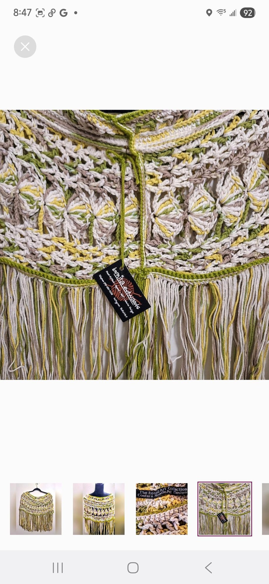 Embossed Crochet Shrug/Cowl With Fringe Benefits, view 3