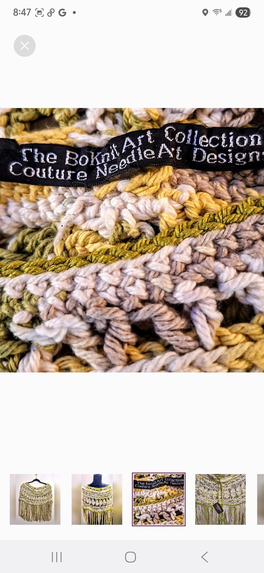 Embossed Crochet Shrug/Cowl With Fringe Benefits, view 4