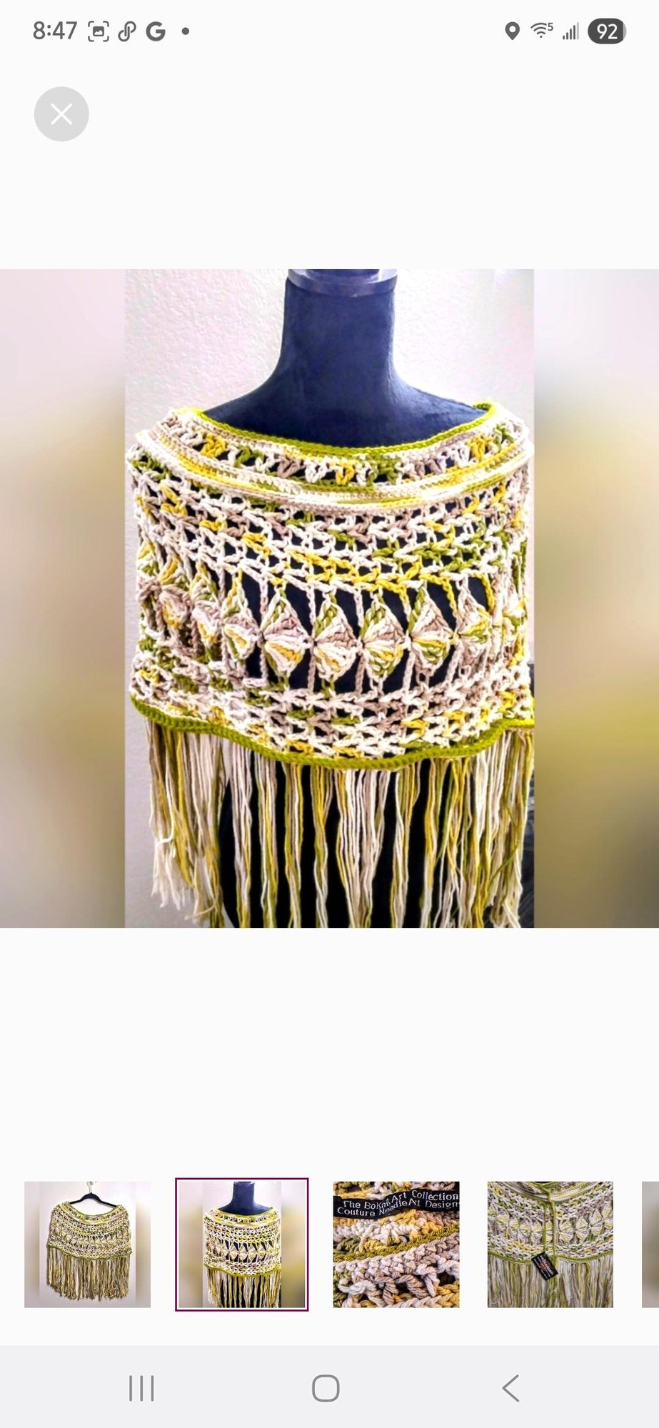 Embossed Crochet Shrug/Cowl With Fringe Benefits, view 5