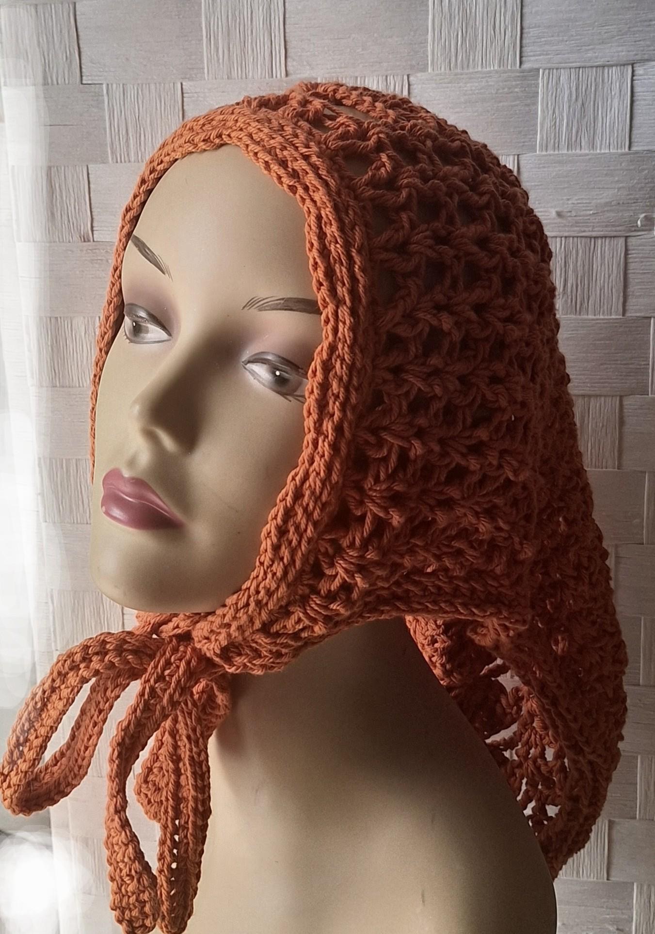 Hand Crochet Bohemian Bandana With Petals & Flowers Brooch, view 5