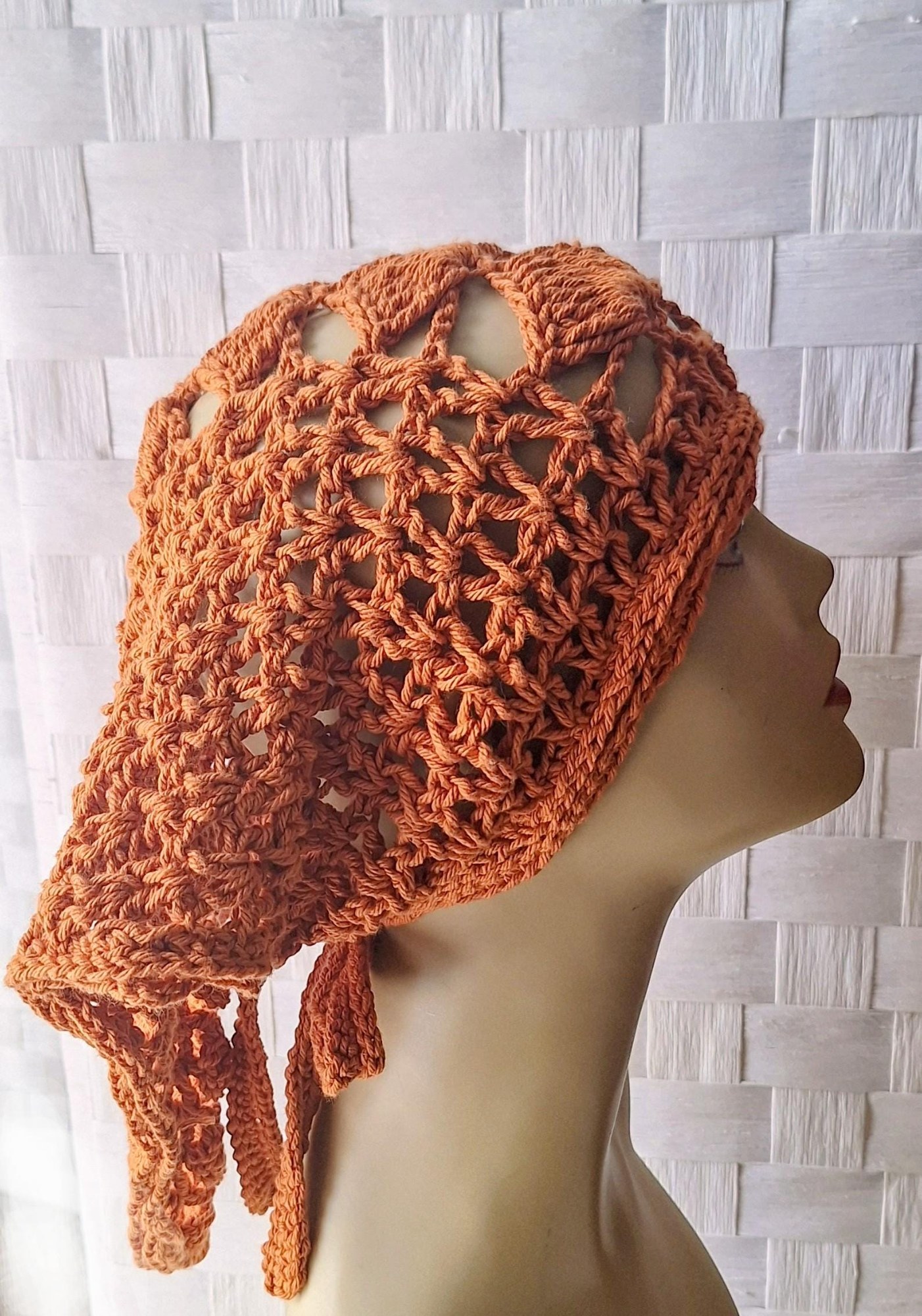 Hand Crochet Bohemian Bandana With Petals & Flowers Brooch, view 7