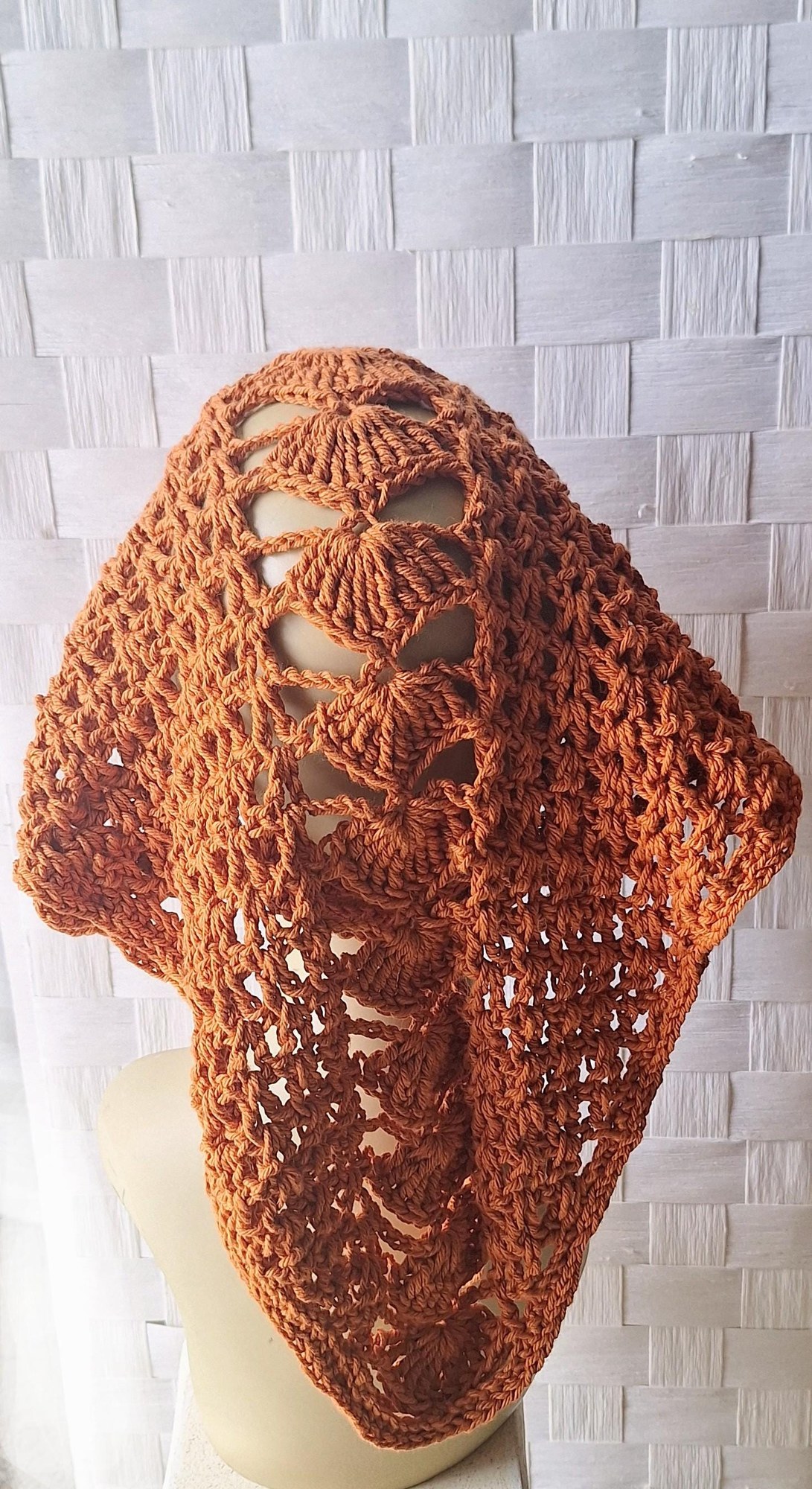 Hand Crochet Bohemian Bandana With Petals & Flowers Brooch, view 8