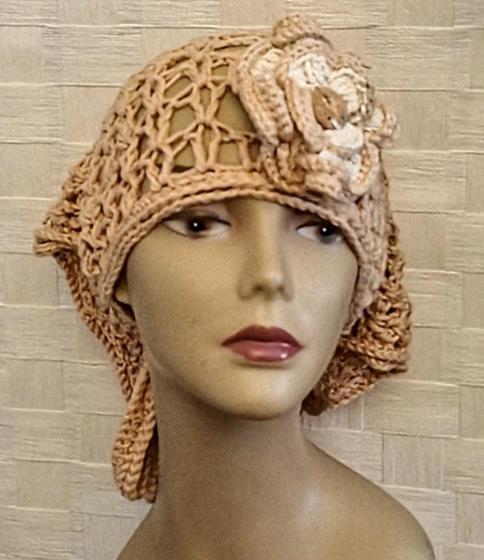Crochet Bohemian Bandana Accented With Petals & Flowers Brooche, view 10