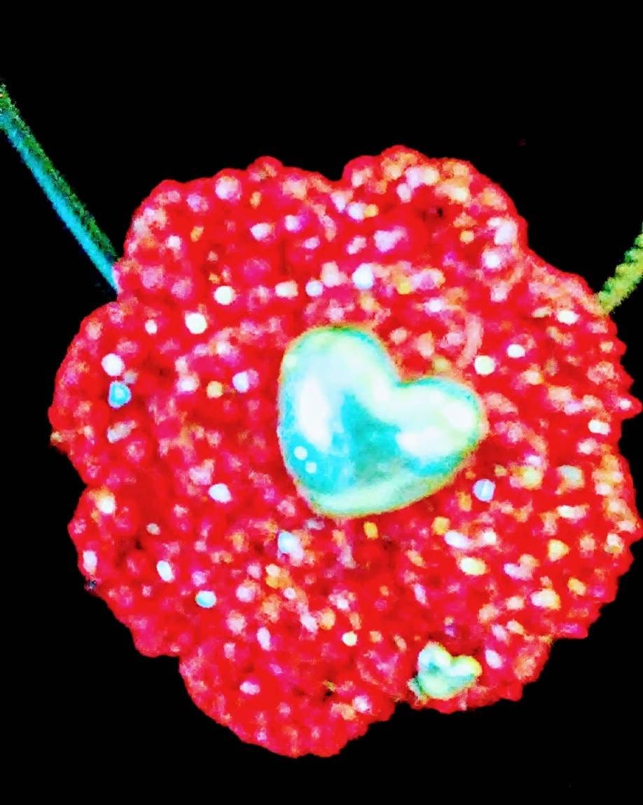 Heirloom Pendant Crochet Flower With Swarovski Crystals Convertible Necklace, view 5