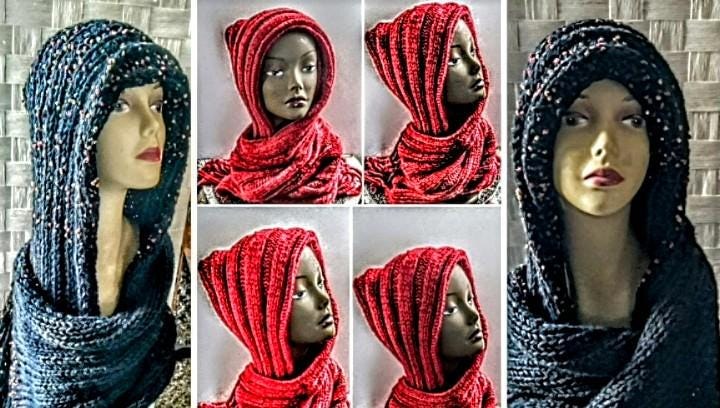 Retro Poor Boy Sweater And Hooded Scarf.(2PC), view 3