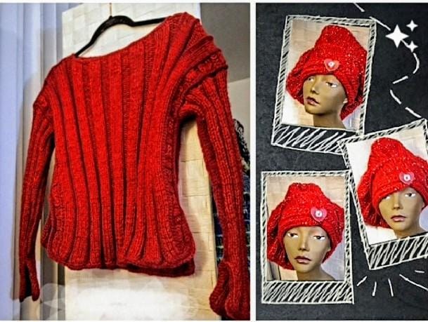 Retro Poor Boy Sweater And Hooded Scarf.(2PC), view 5
