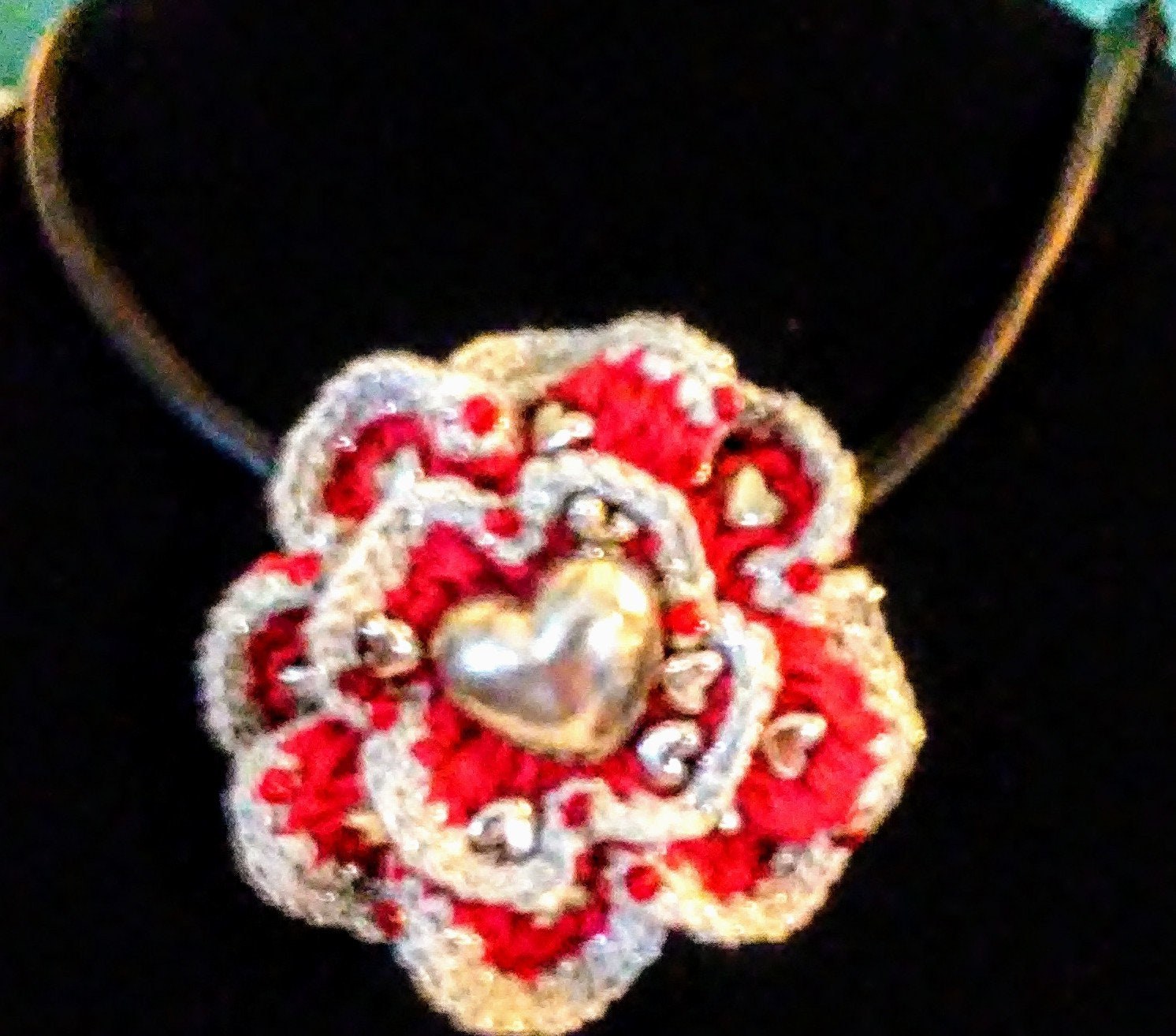 Heirloom Pendant Crochet Flower Convertible Necklace, view 4