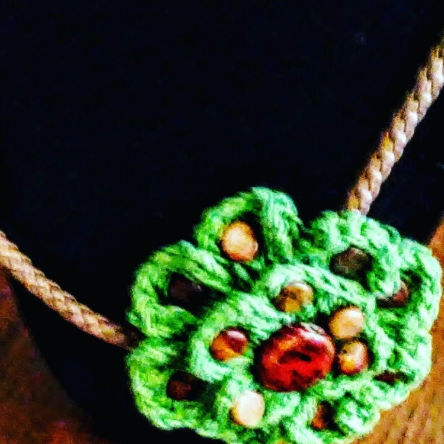 Heirloom Pendant Crochet Flower Convertible Necklace, view 10