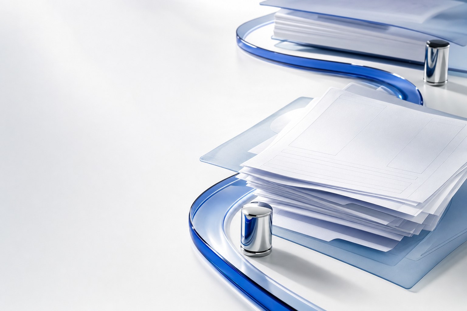 Abstract paper workflow representing healthcare revenue cycle operations