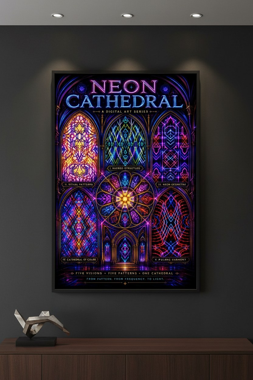 Neon Cathedral — Abstract Architecture Digital Art Bundle | Instant Download