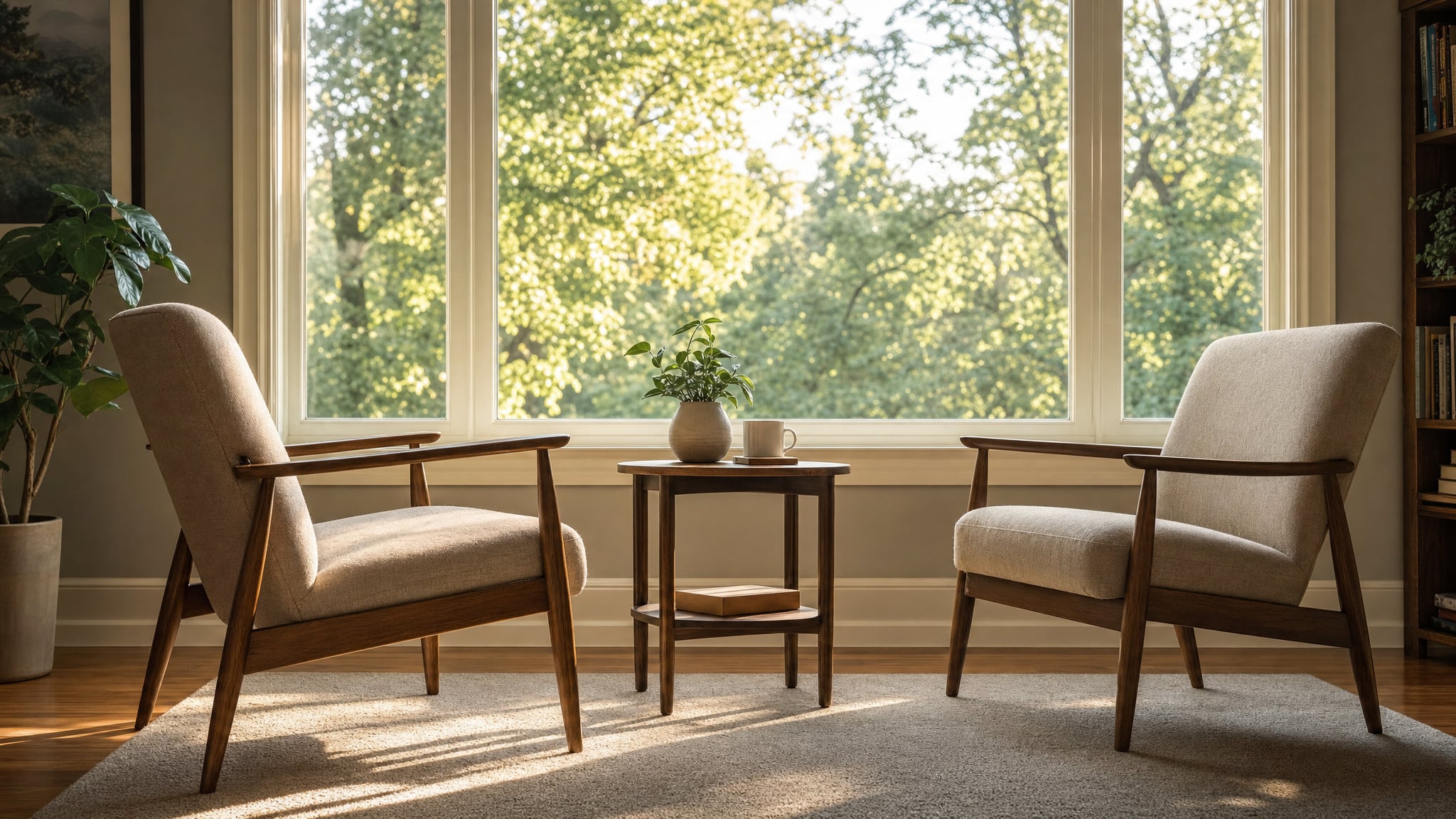 Two chairs arranged for a calm and honest conversation