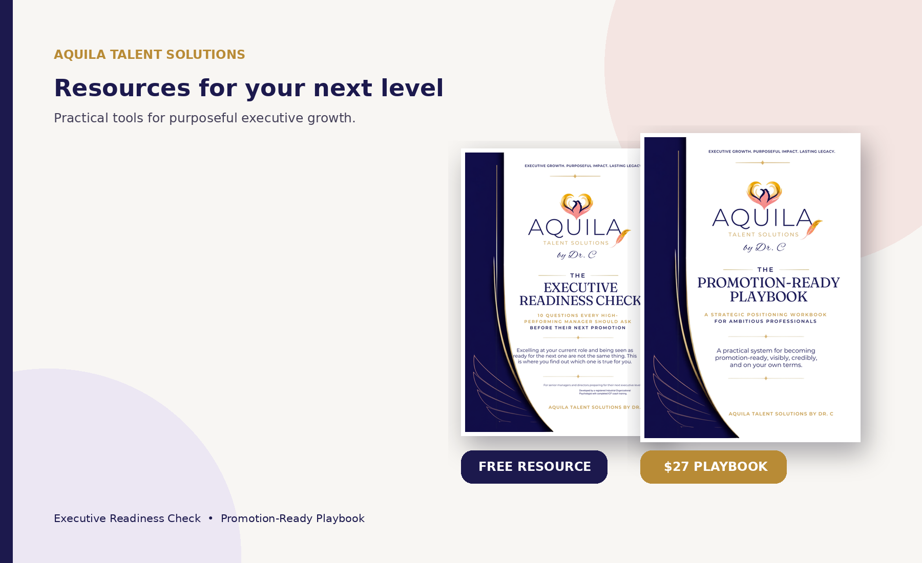Aquila Executive Readiness Check and Promotion-Ready Playbook covers