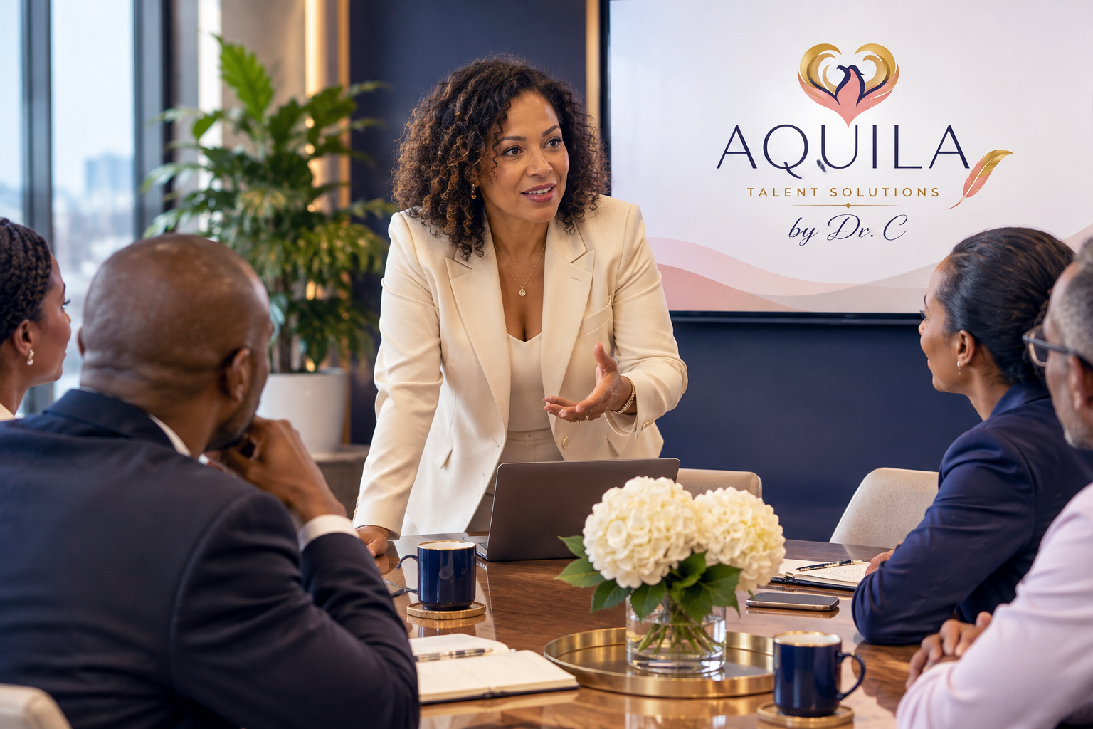 Illustrative organizational advisory discussion in a boardroom