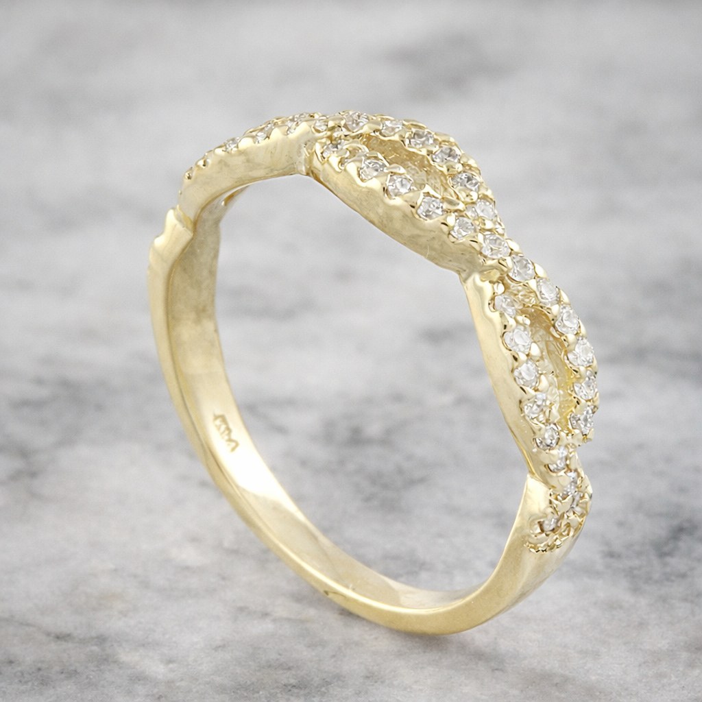 14K yellow gold diamond infinity ring