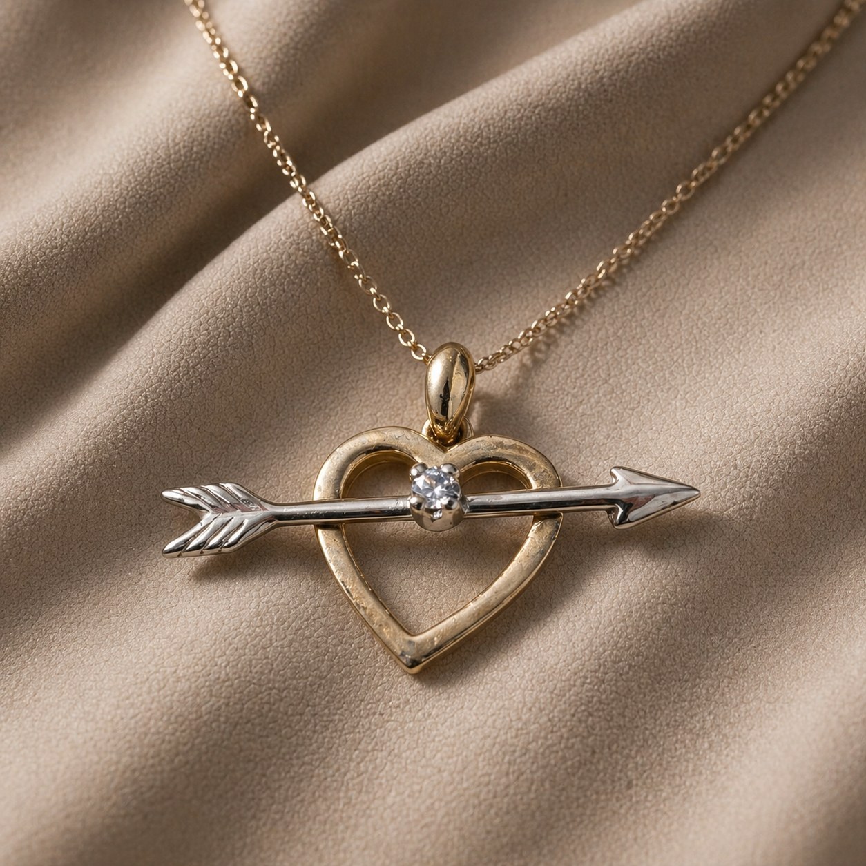 14K gold diamond heart pendant necklace