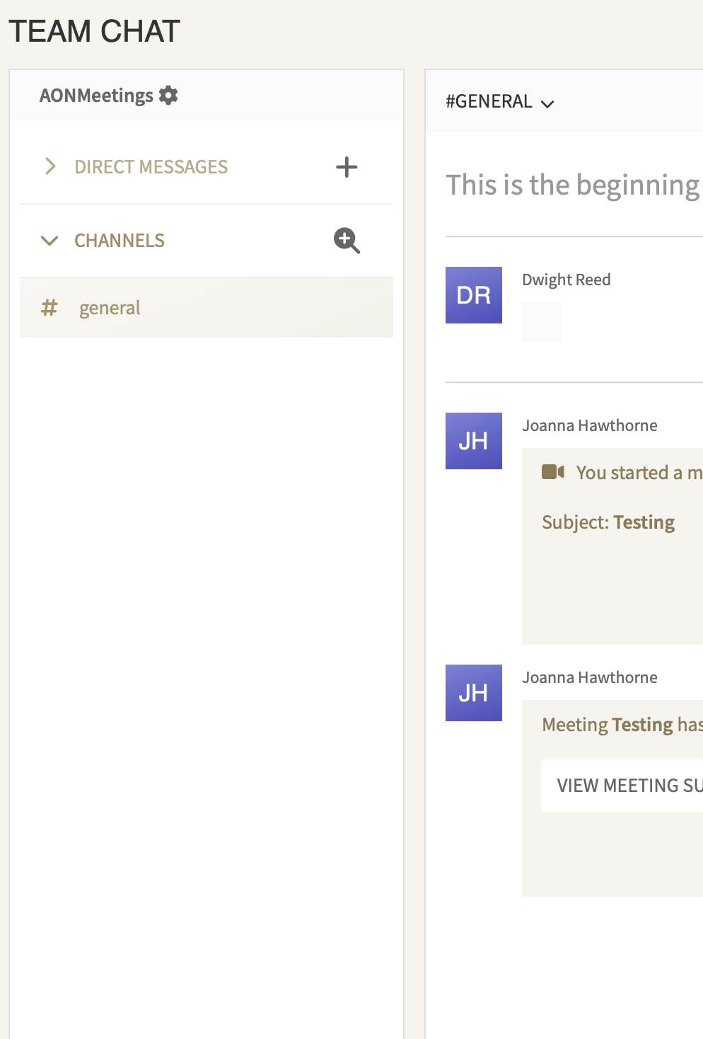 AONMeetings recording and meeting summary screen