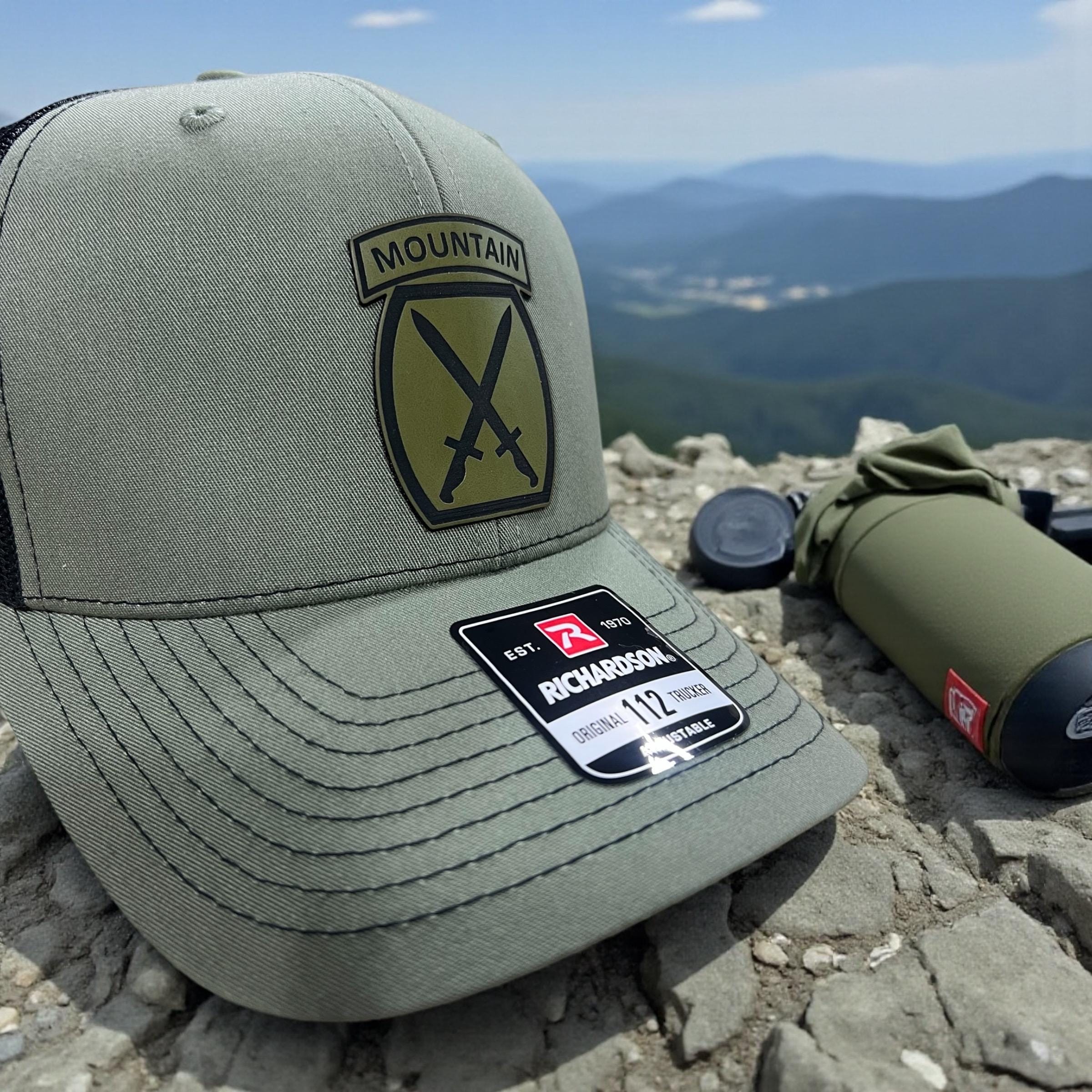 10th Mountain Division Army Hat, Leather Patch, Veteran Tactical Cap
