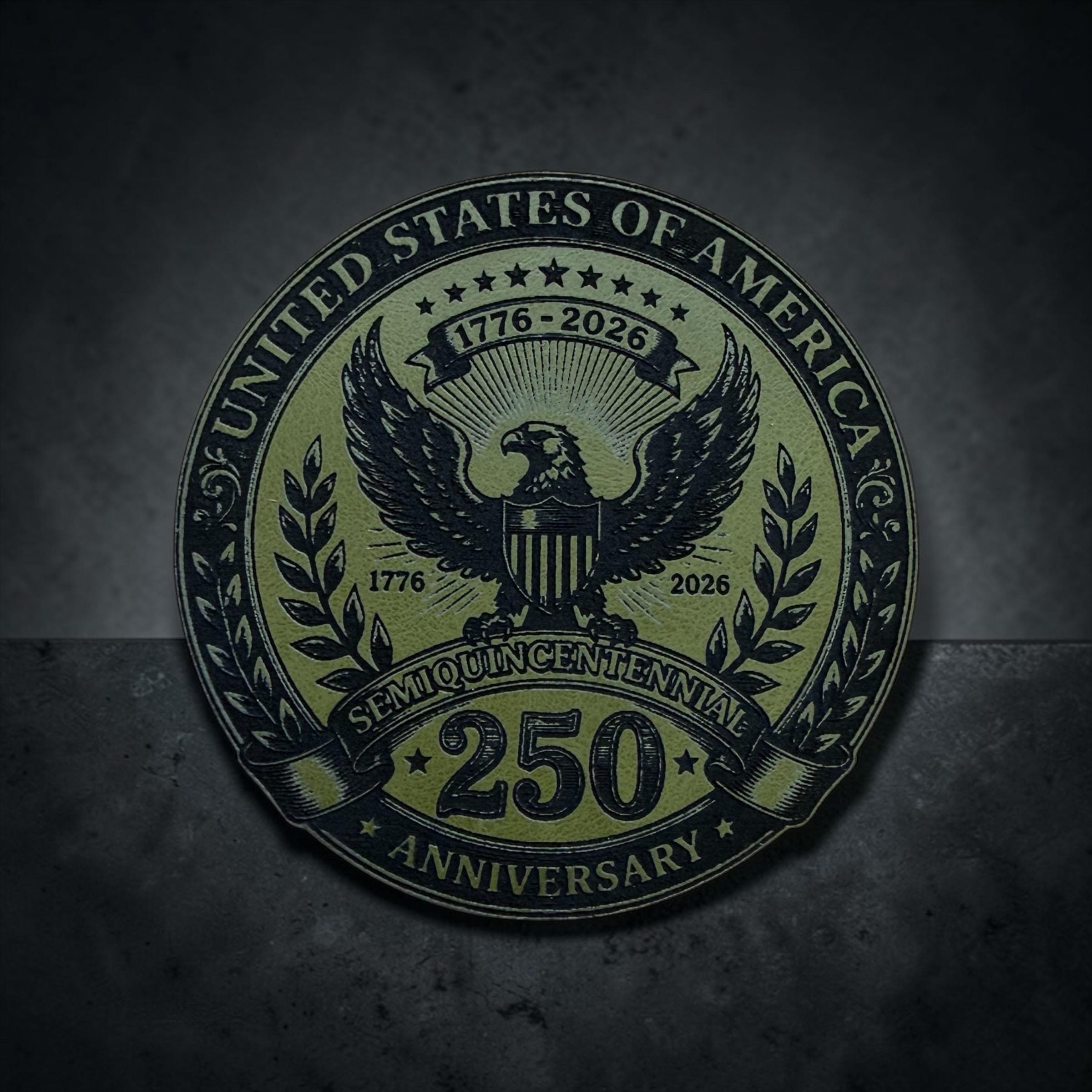 250th Anniversary USA Leather Patch Hat, Patriotic Cap
