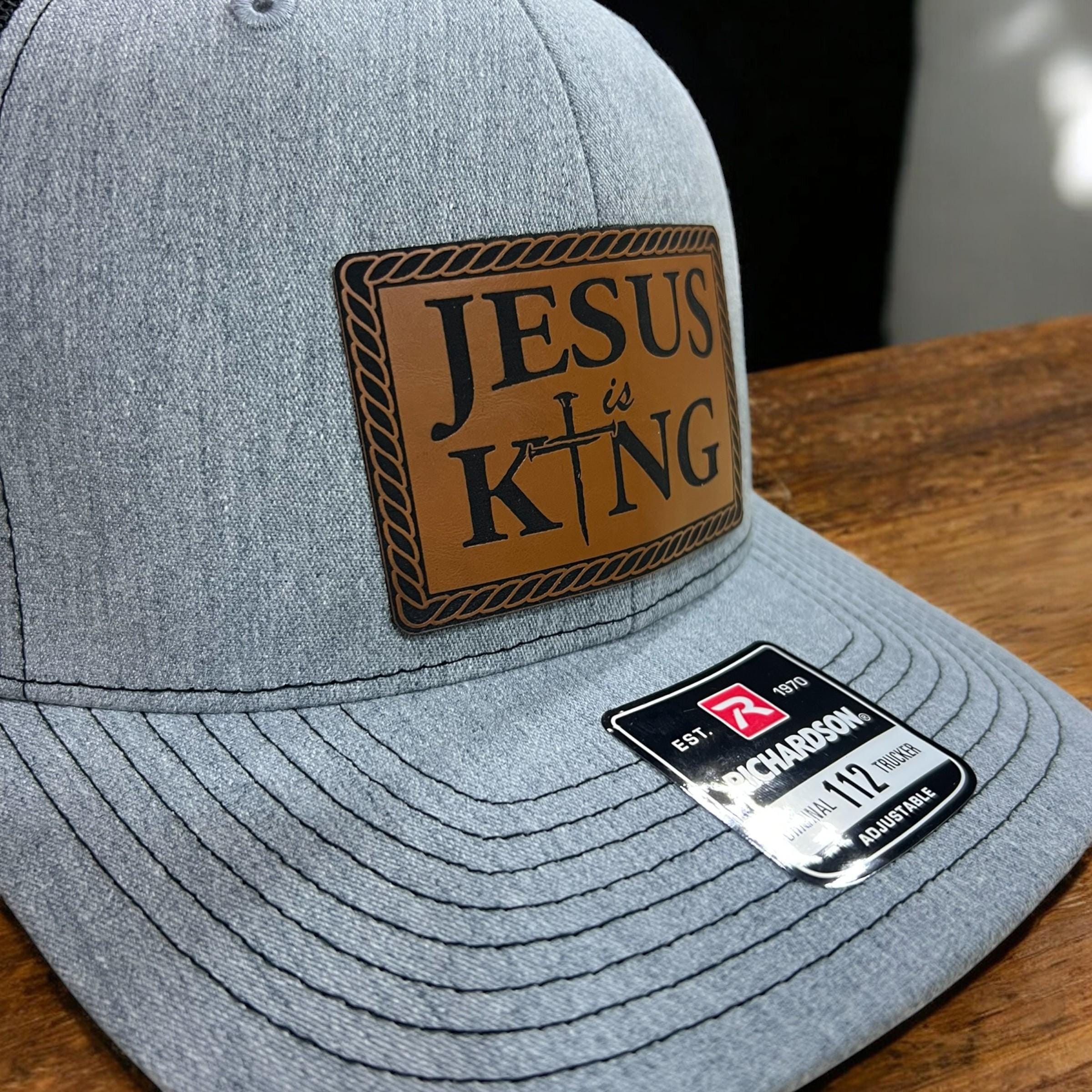 Jesus Is King Leatherette Patch Hat: Faith-Based Christian Cap