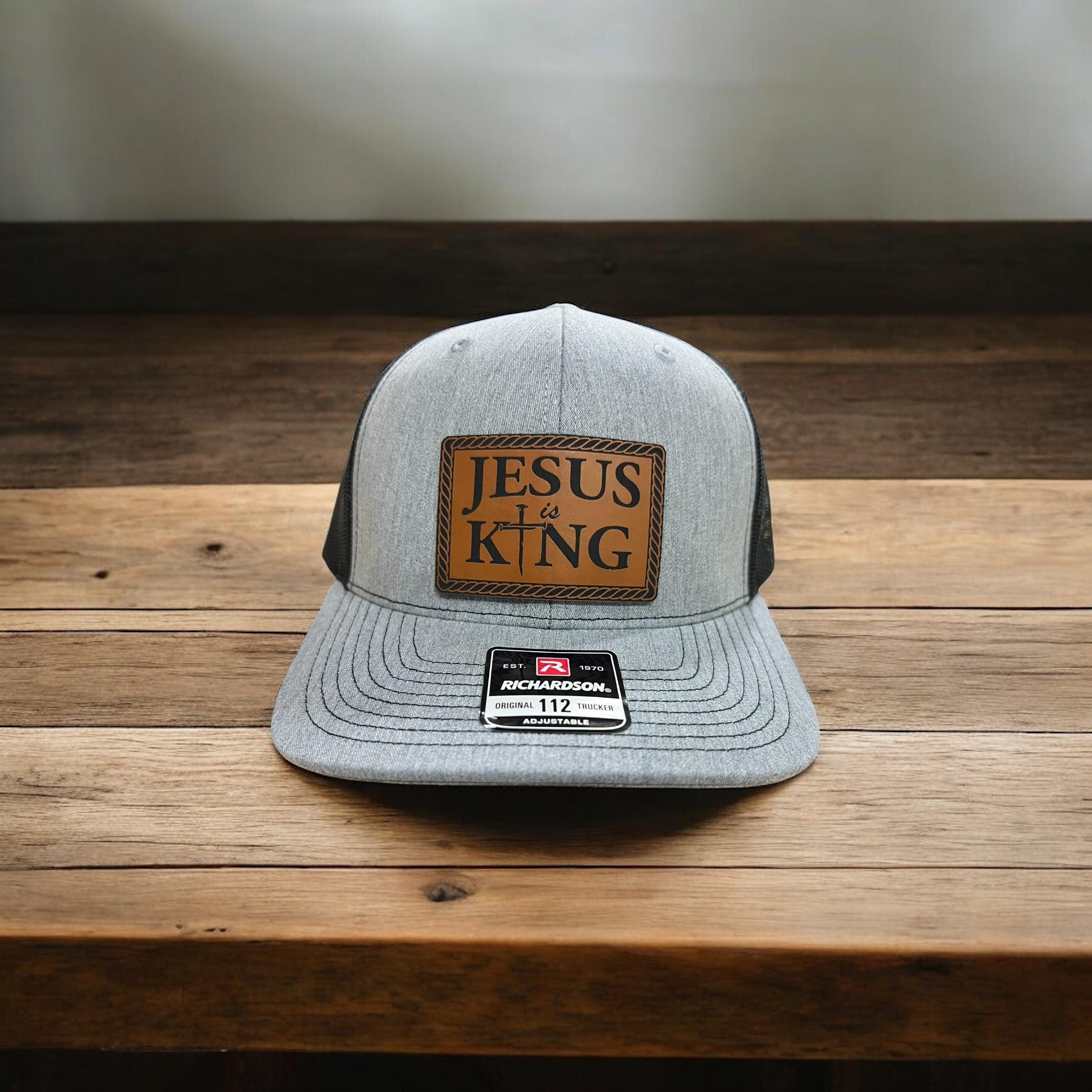 Jesus Is King Leatherette Patch Hat: Faith-Based Christian Cap