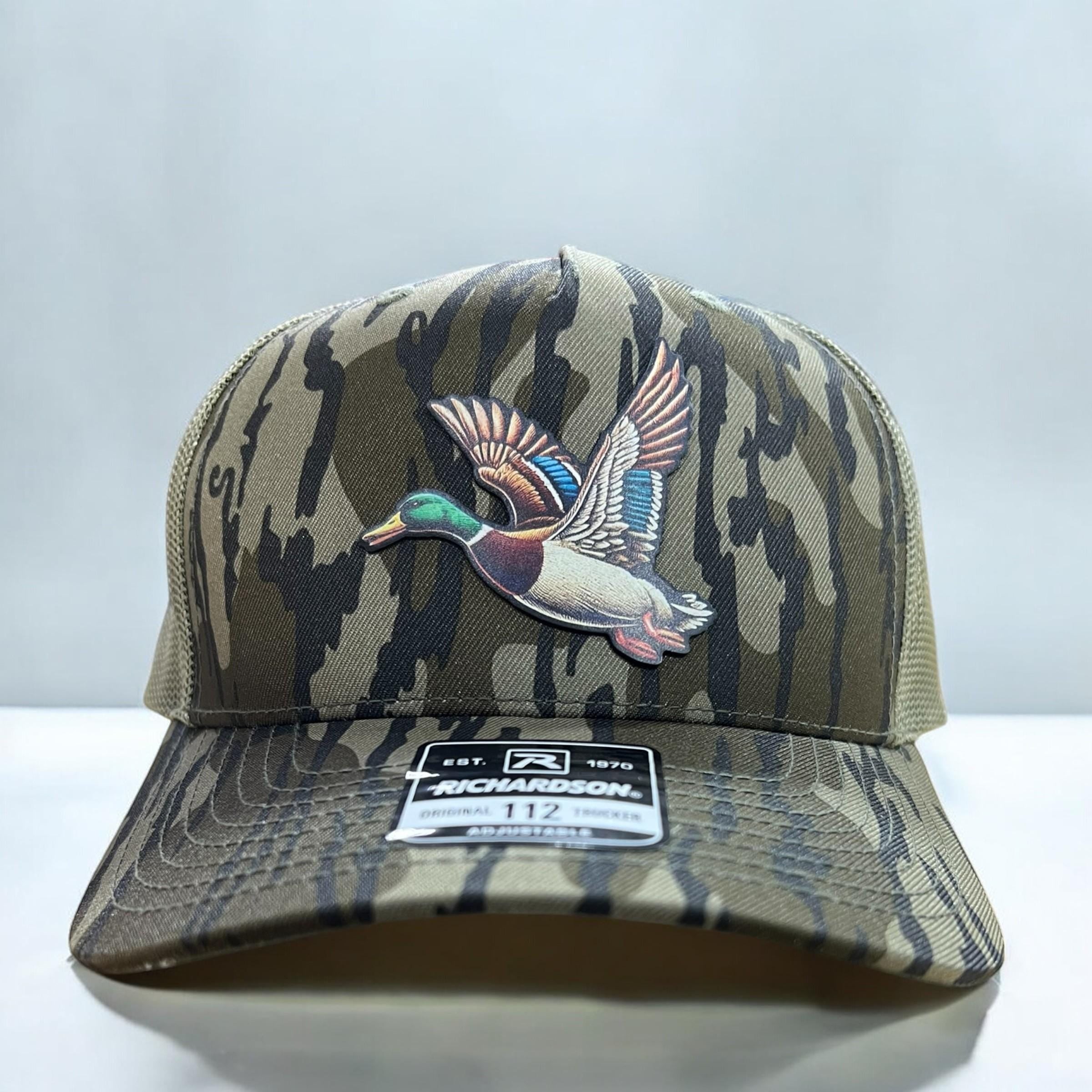 Mallard Duck Full Color UV Printed leatherette patch Hat, duck hunting,