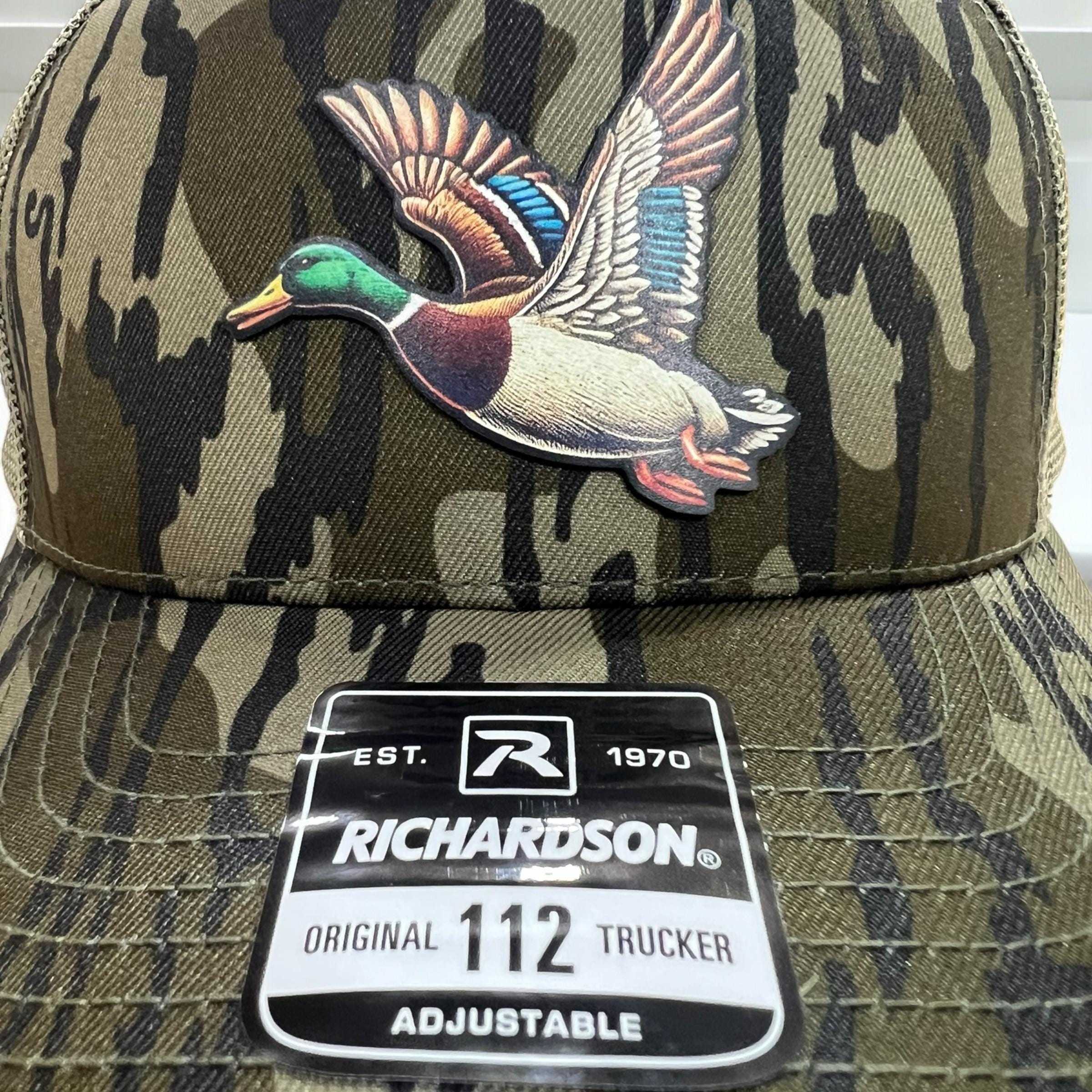 Mallard Duck Full Color UV Printed leatherette patch Hat, duck hunting,