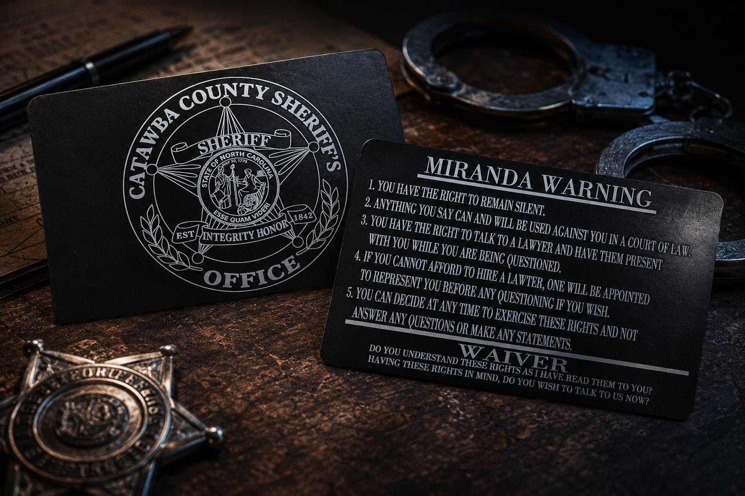 Metal Miranda Warning Card