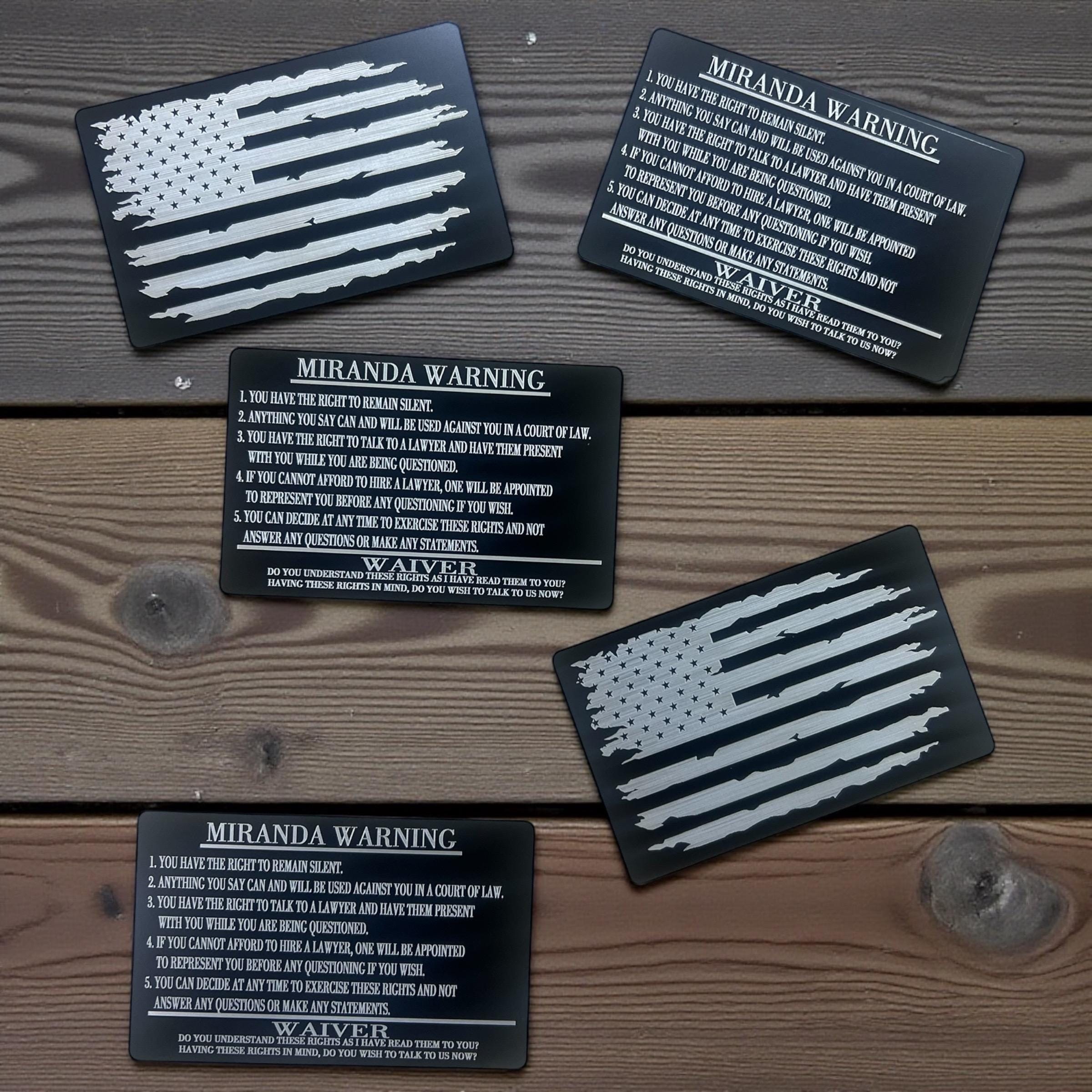 Metal Miranda Warning Card