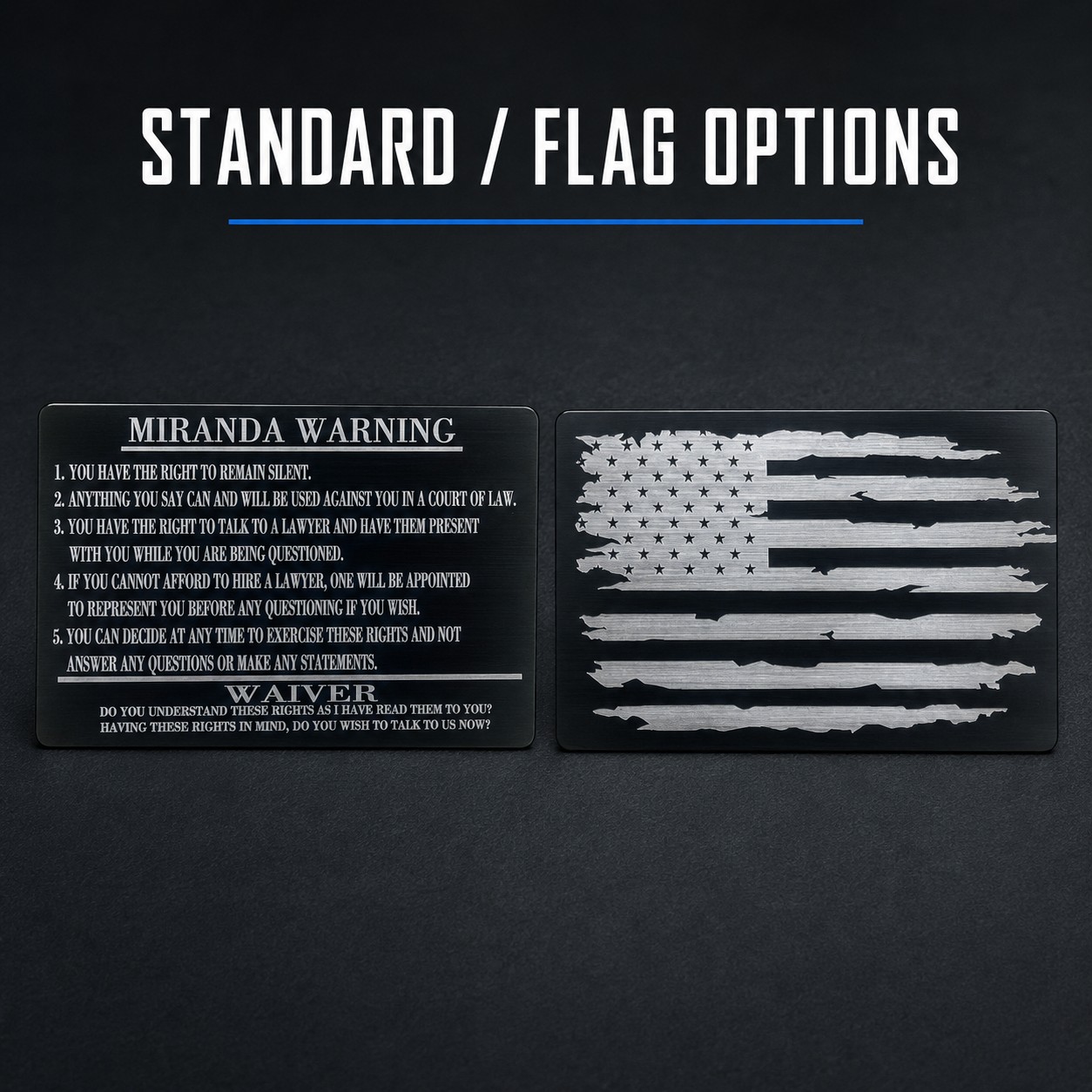 Metal Miranda Warning Card