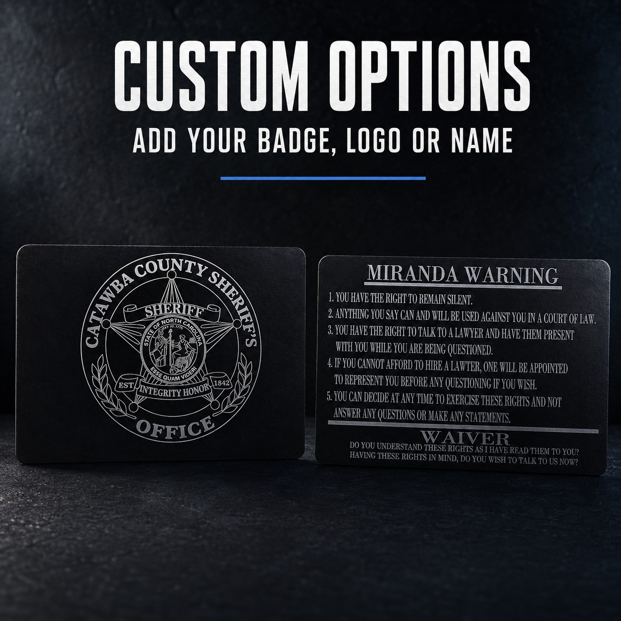 Metal Miranda Warning Card