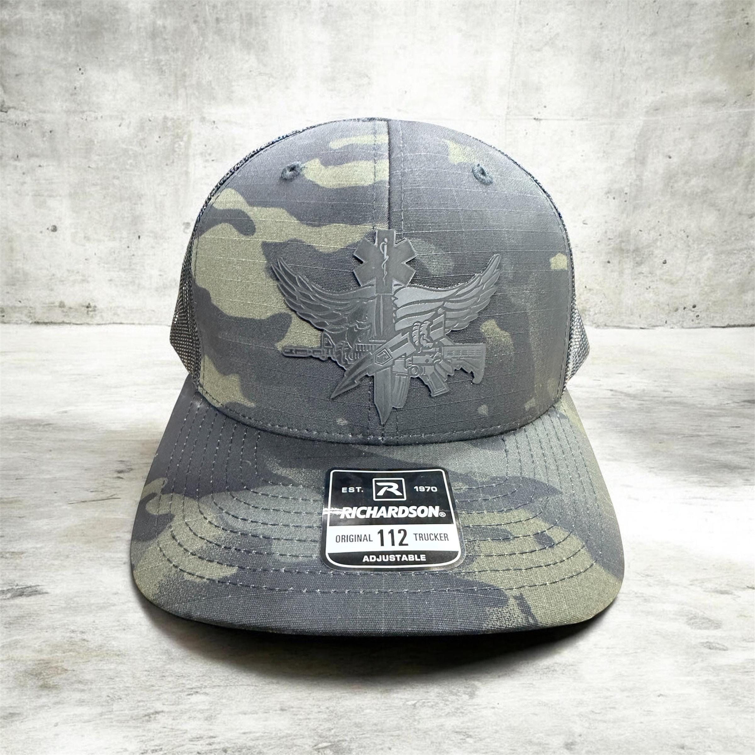 SWAT Medic Emblem Leather Patch Hat, Tactical Police Cap