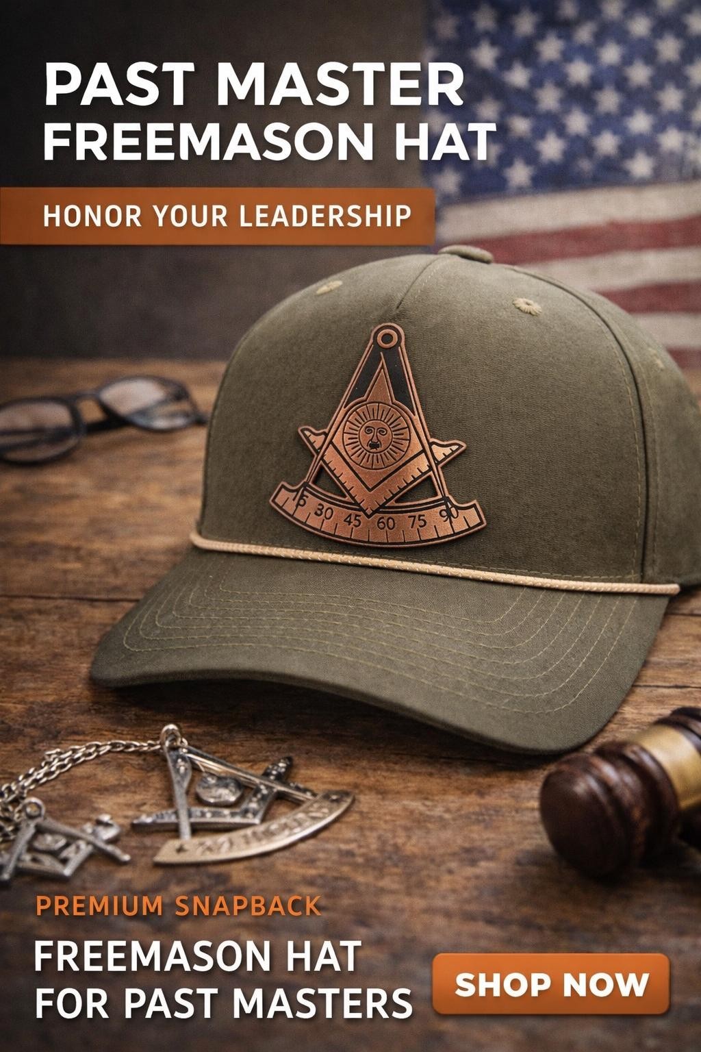 The Past Master Masonic Hat, Square and compasses