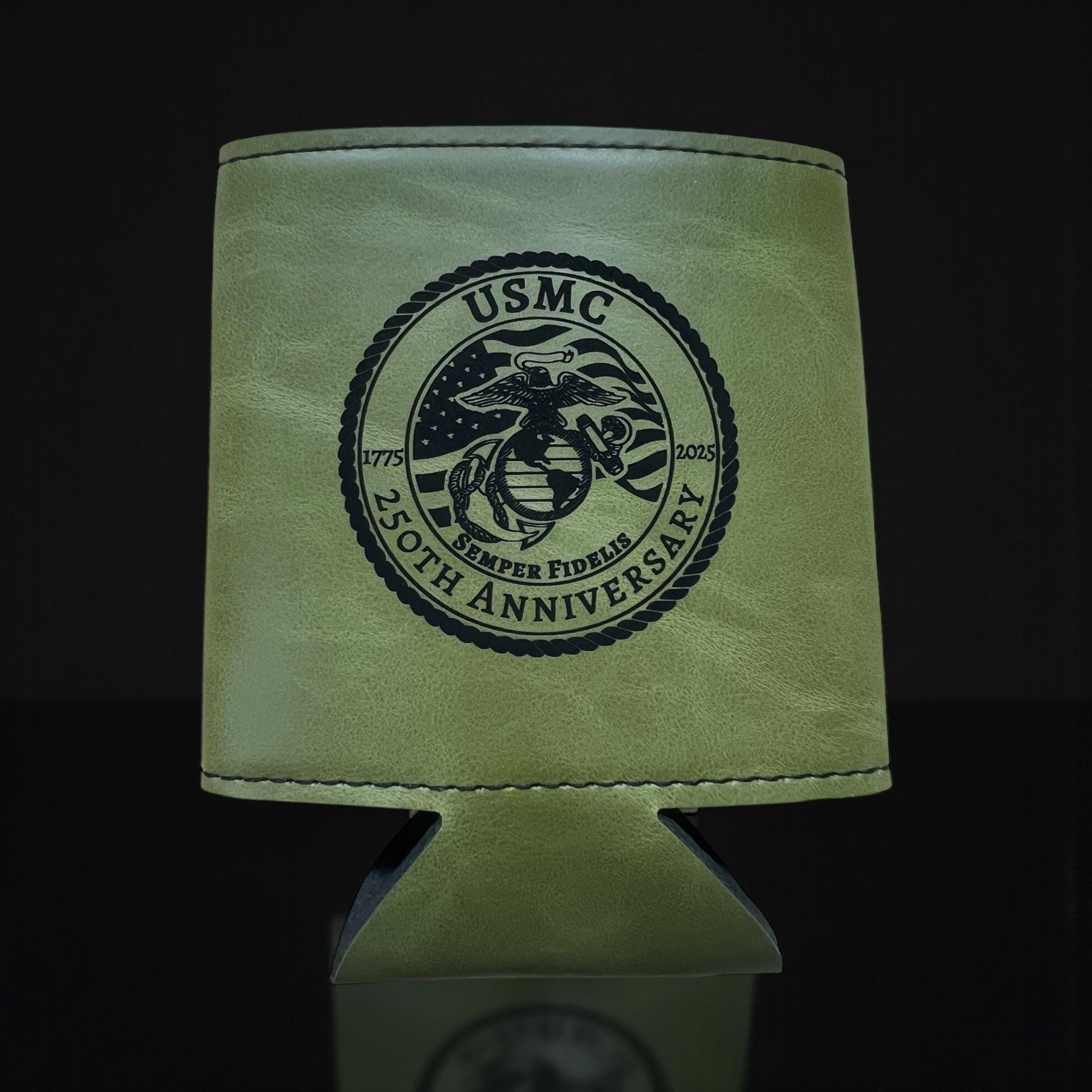 USMC 250th Anniversary Drink Holder, Marine Corps Can Cooler, Military Gift, Anniversary Keepsake