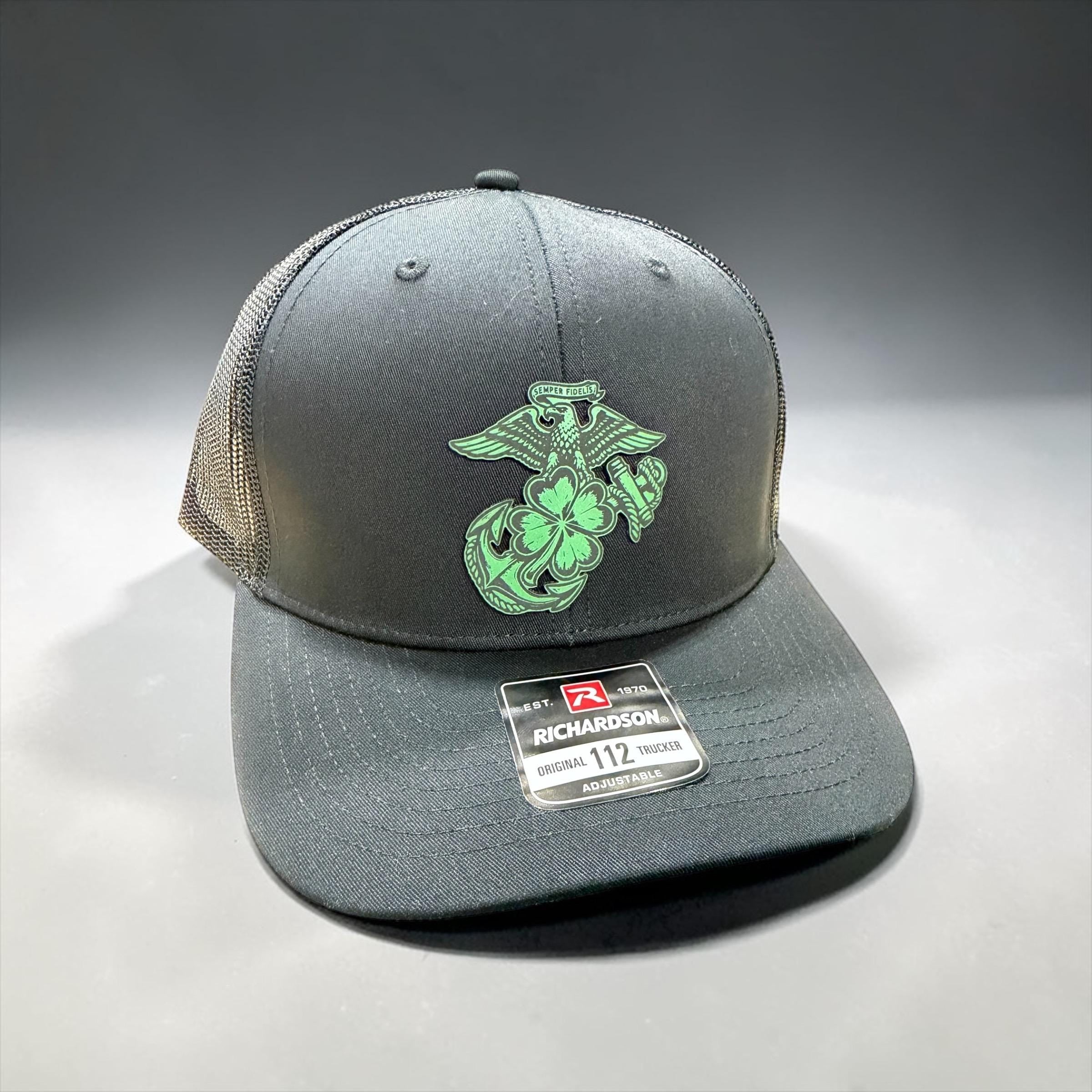 USMC Eagle Clover Anchor Hat – St Patrick’s Day Marine Corps Veteran Apparel